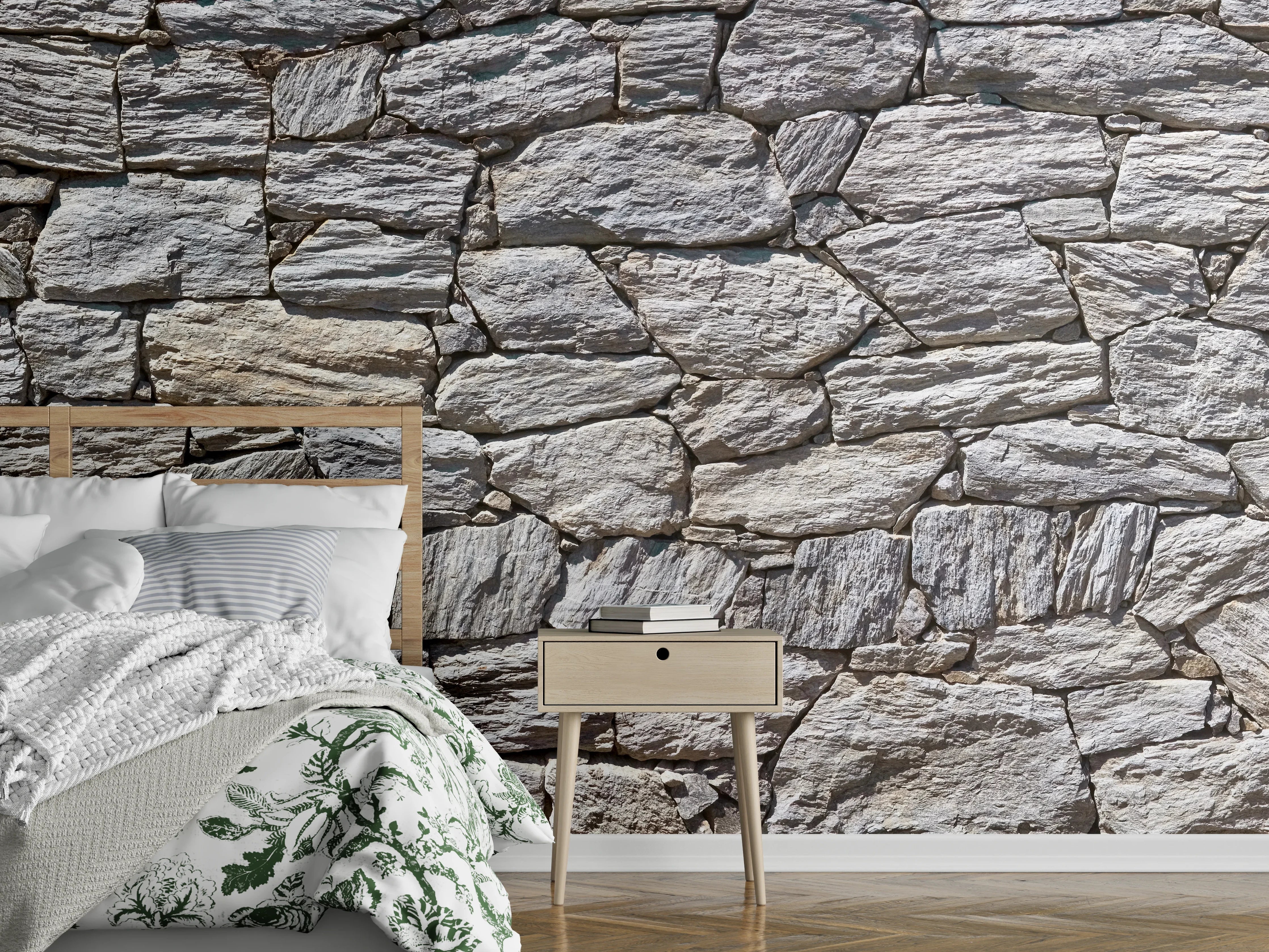 Wandverkleidung Schlafzimmer - Natürliche Steinmauer