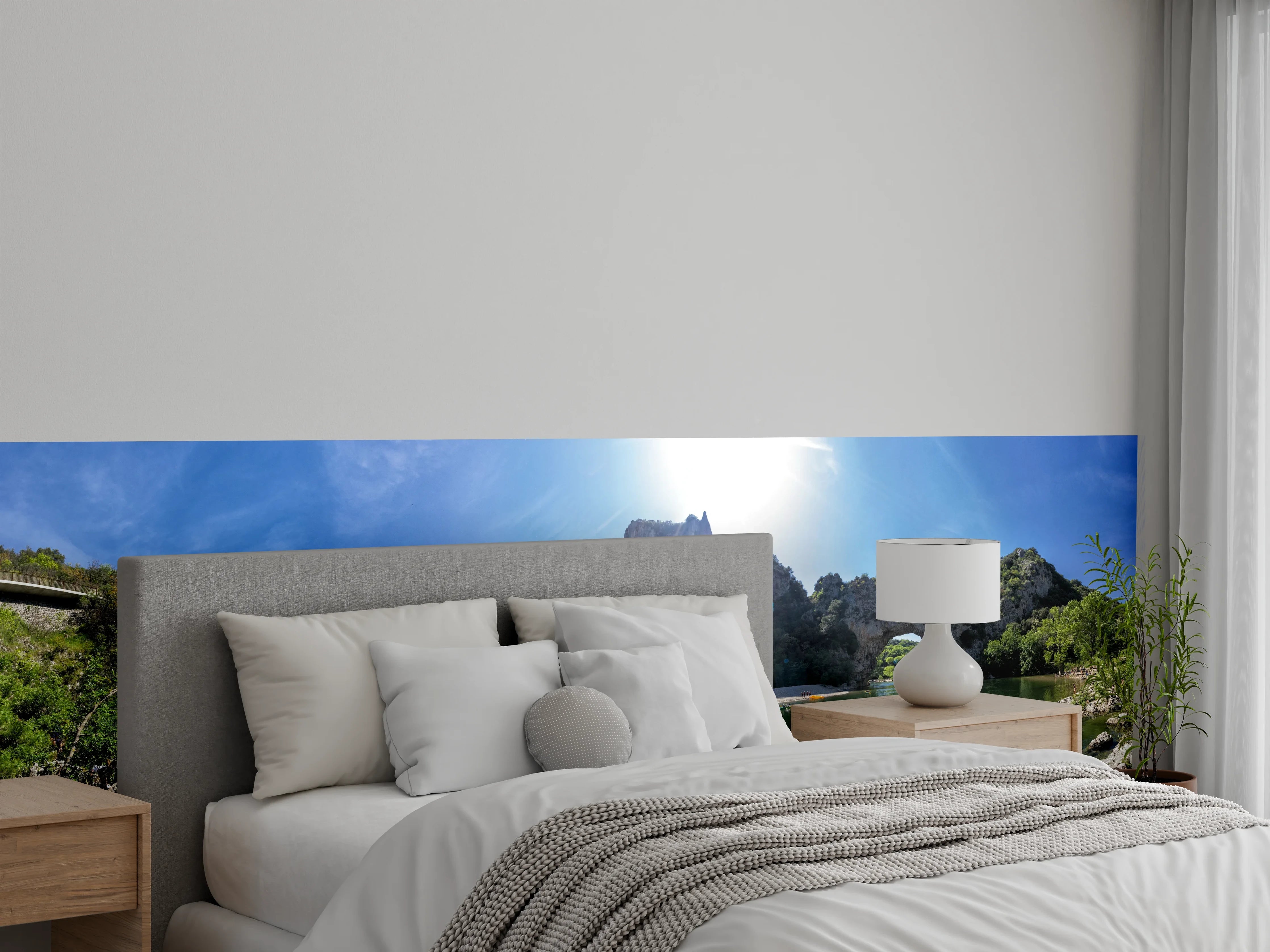 Wandverkleidung Schlafzimmer - Natürlicher Flussbogen in sonniger Landschaft