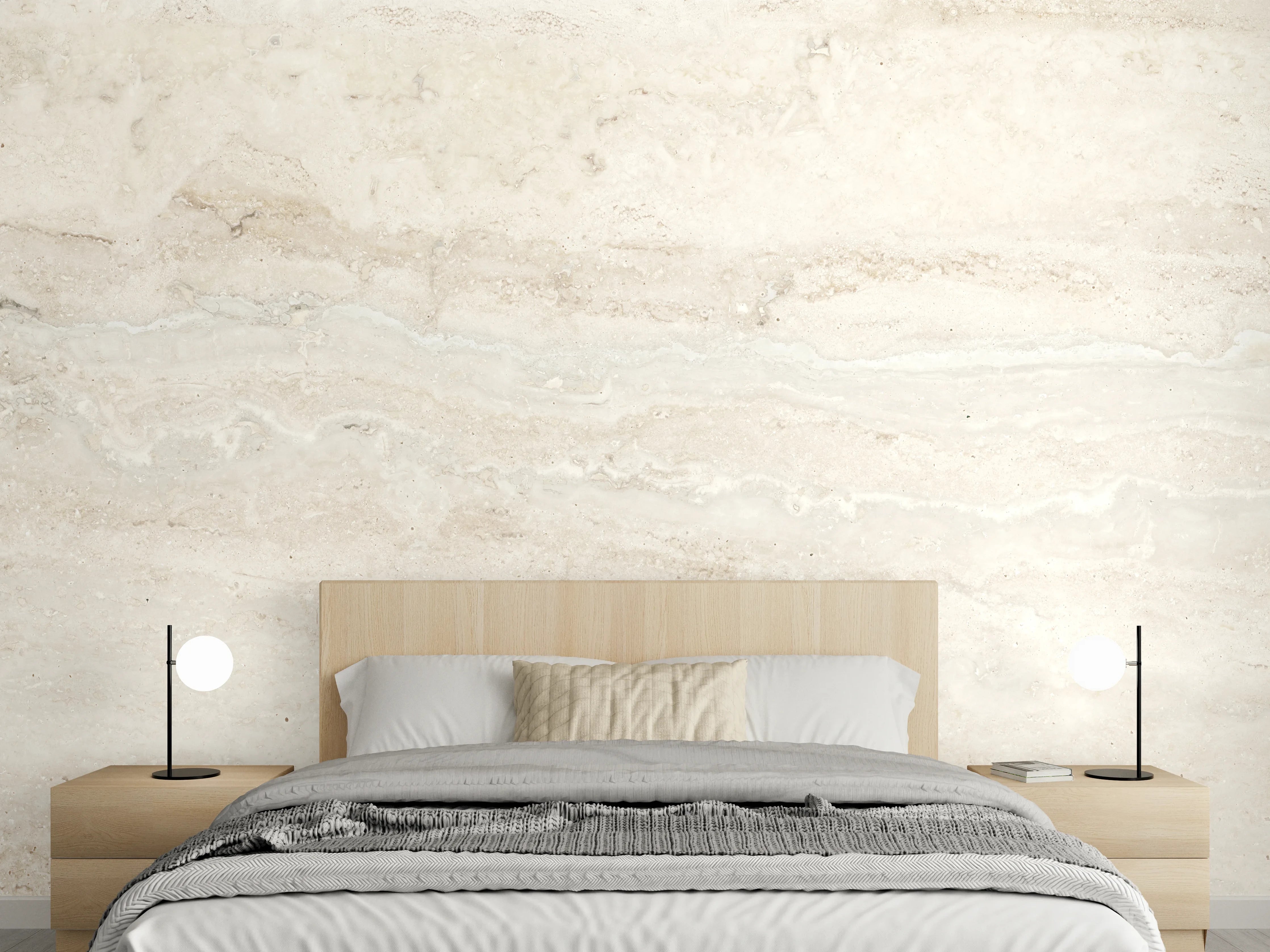 Wandverkleidung Schlafzimmer - Natürlicher Travertin-Stein