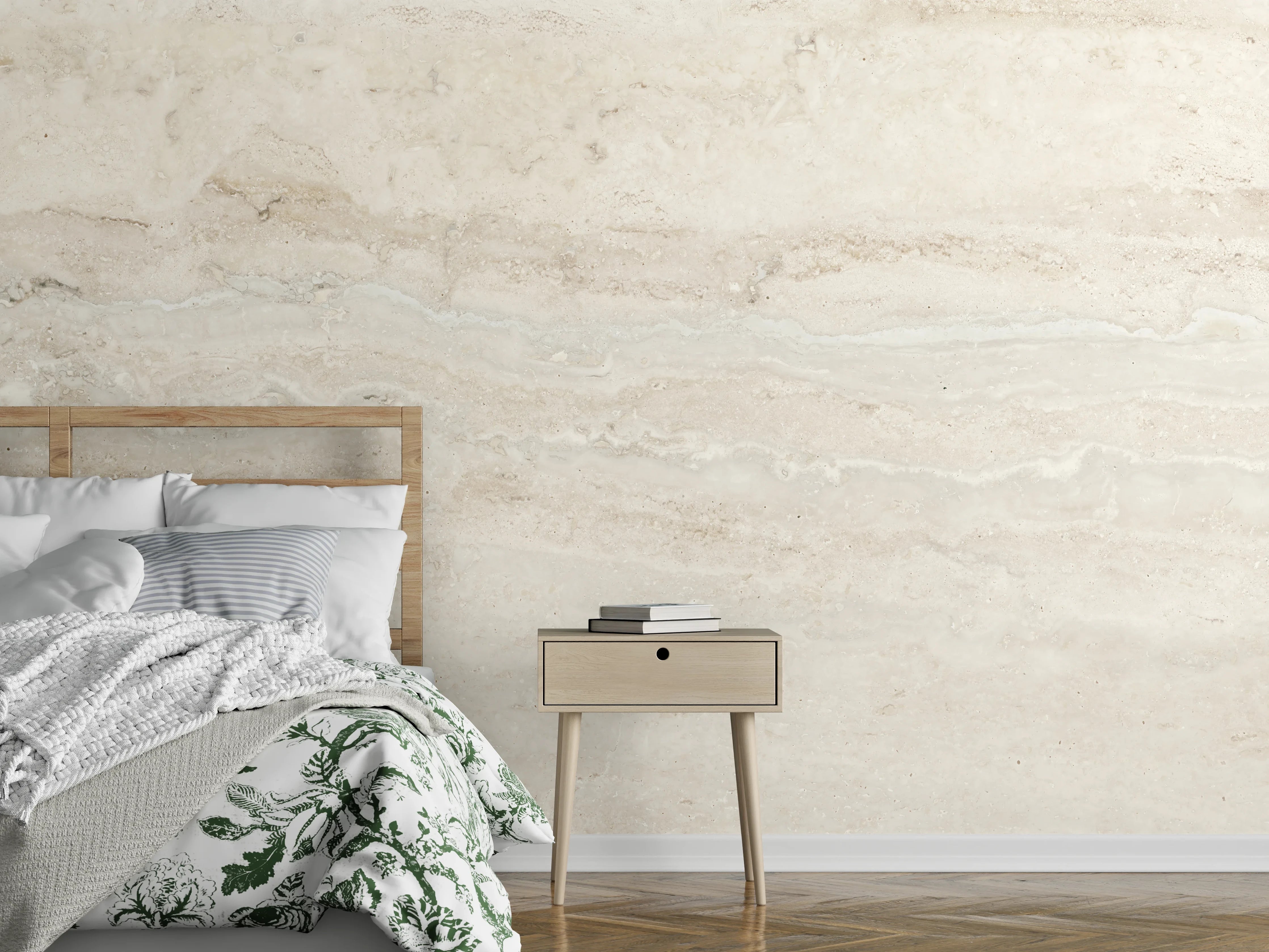 Wandverkleidung Schlafzimmer - Natürlicher Travertin-Stein