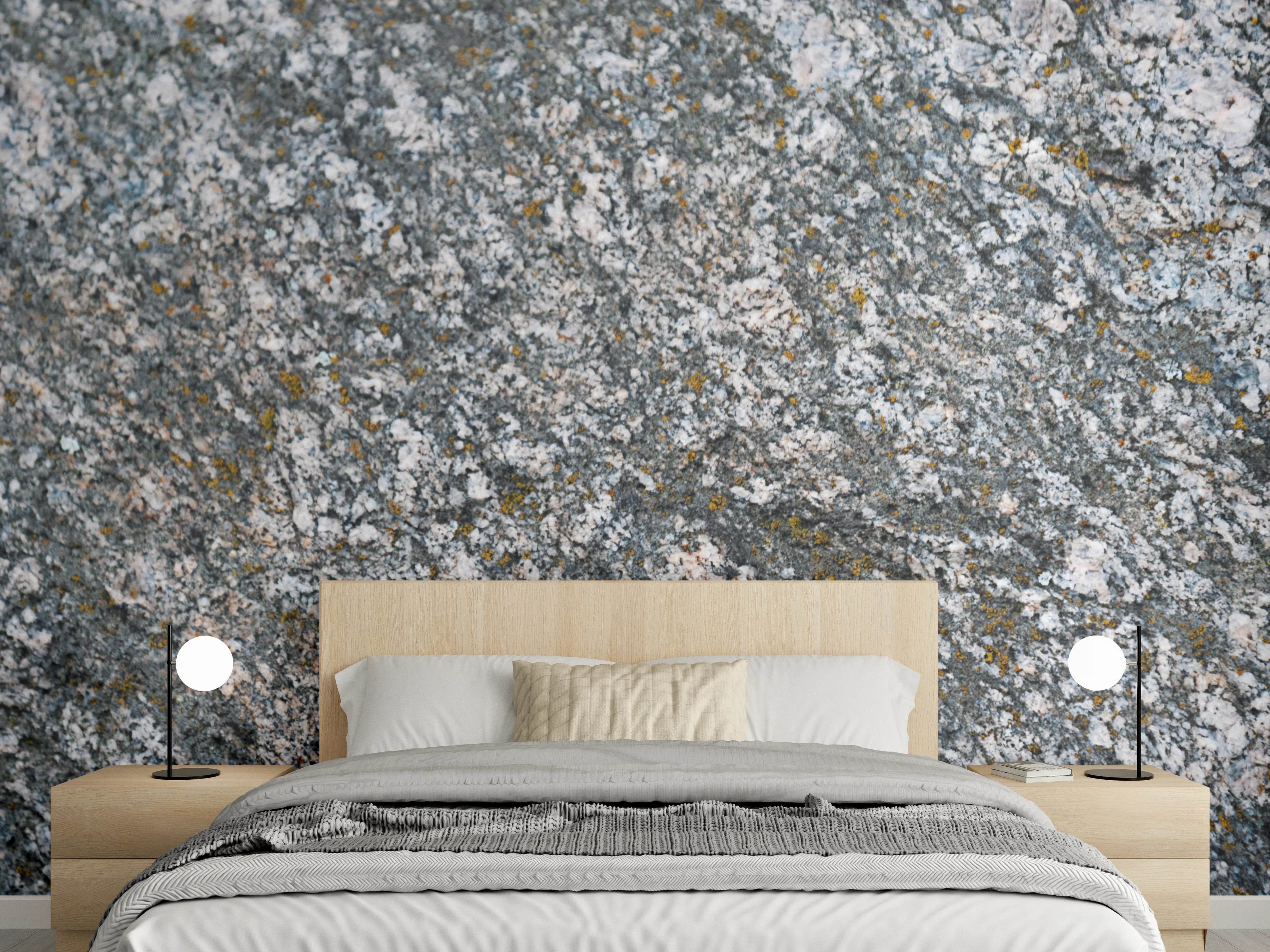 Wandverkleidung Schlafzimmer - Natürliches Granit-Muster in Grau