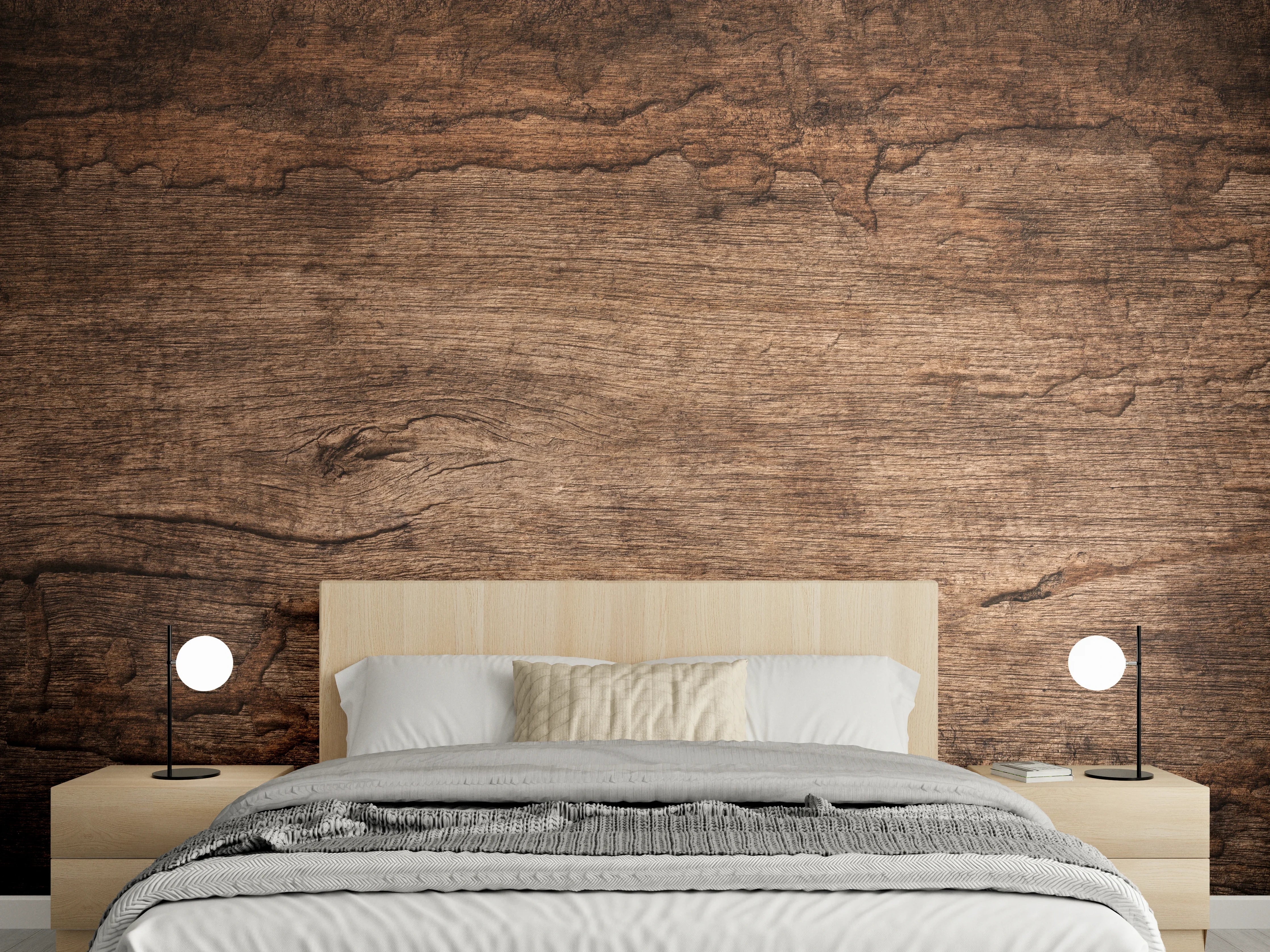 Wandverkleidung Schlafzimmer - Natürliches Holzmaserung Design