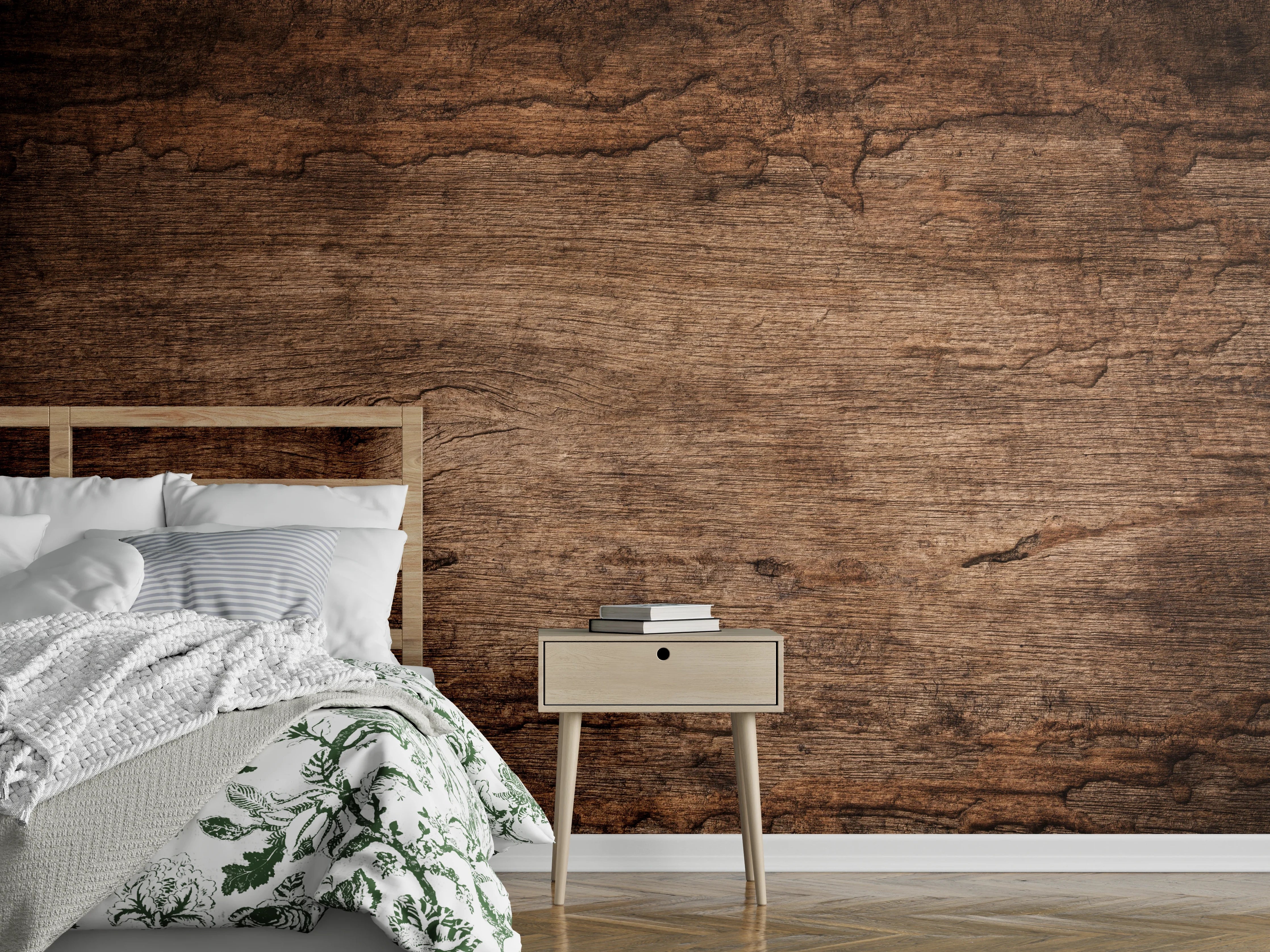 Wandverkleidung Schlafzimmer - Natürliches Holzmaserung Design