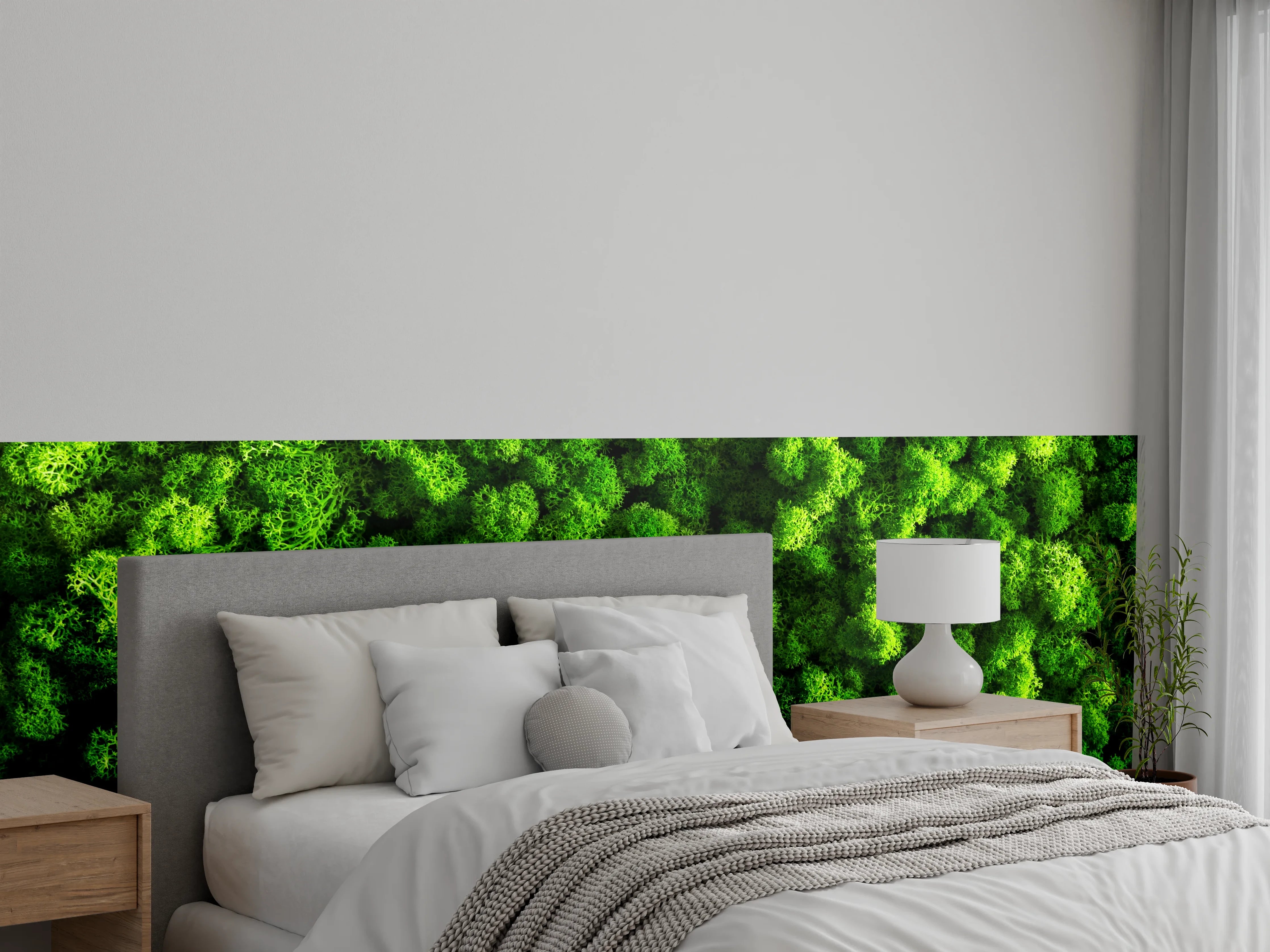 Wandverkleidung Schlafzimmer - Natürliches Waldmoos Motiv