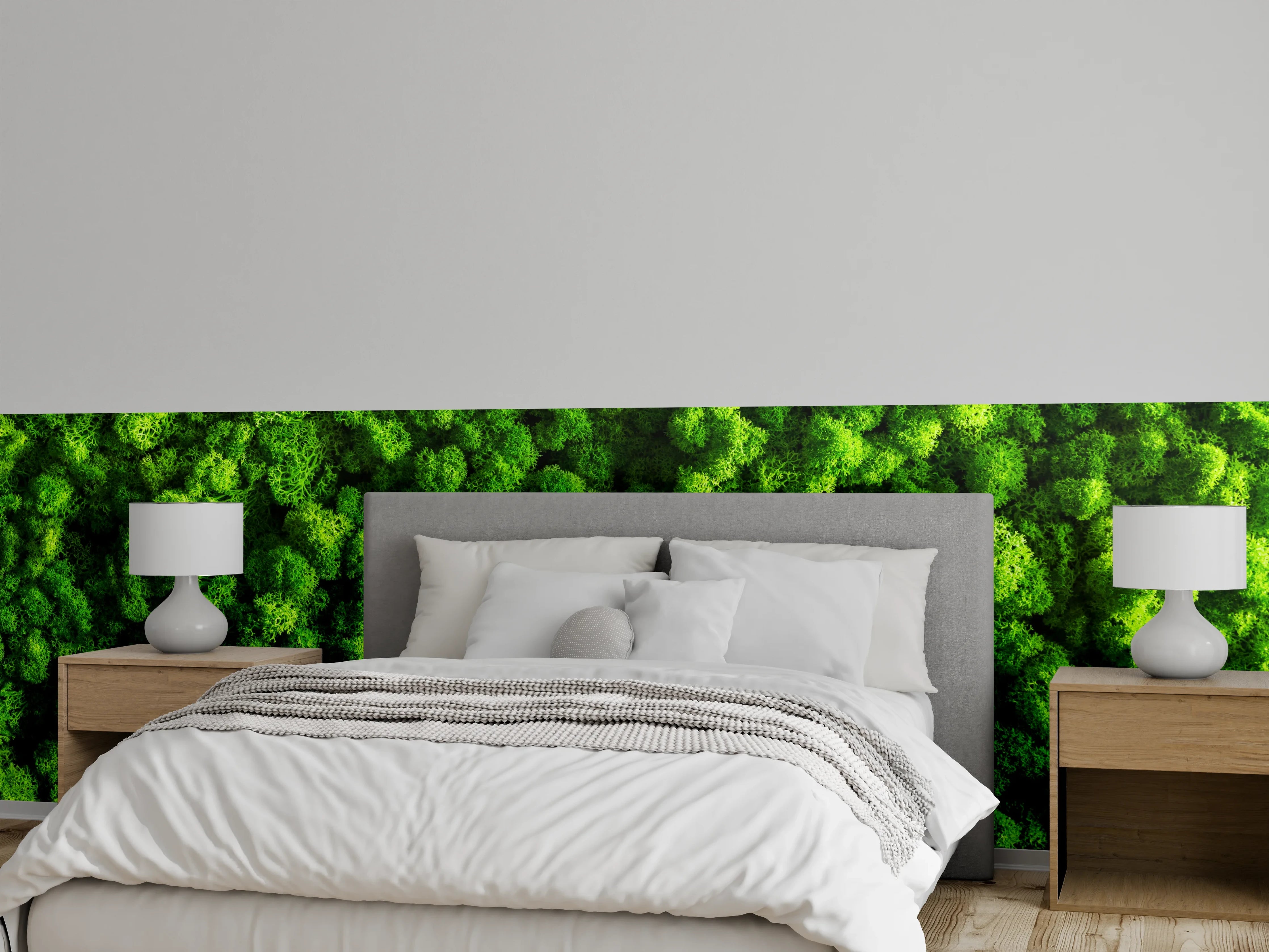Wandverkleidung Schlafzimmer - Natürliches Waldmoos Motiv
