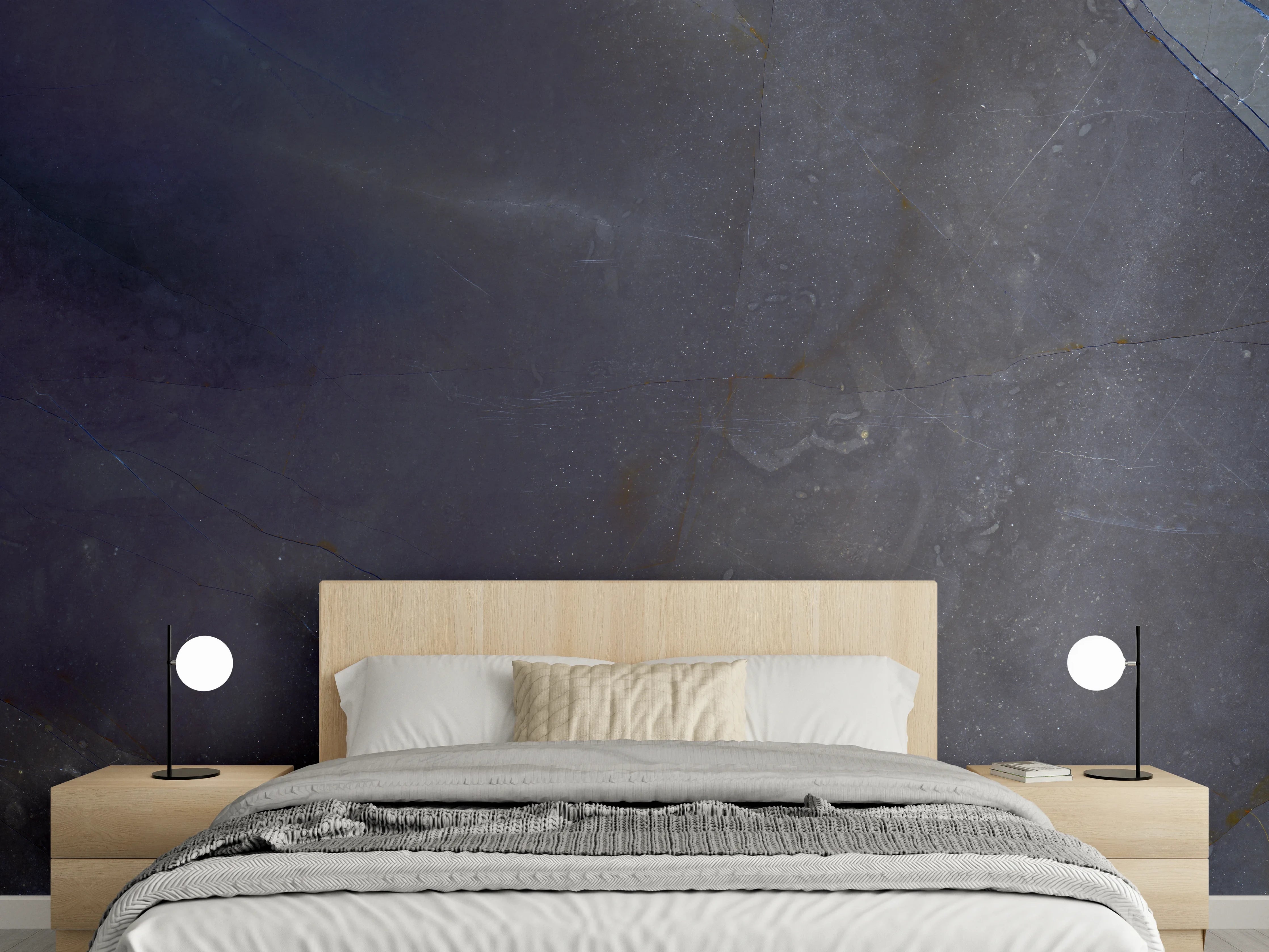 Wandverkleidung Schlafzimmer - Natürliches blaues Marmormuster