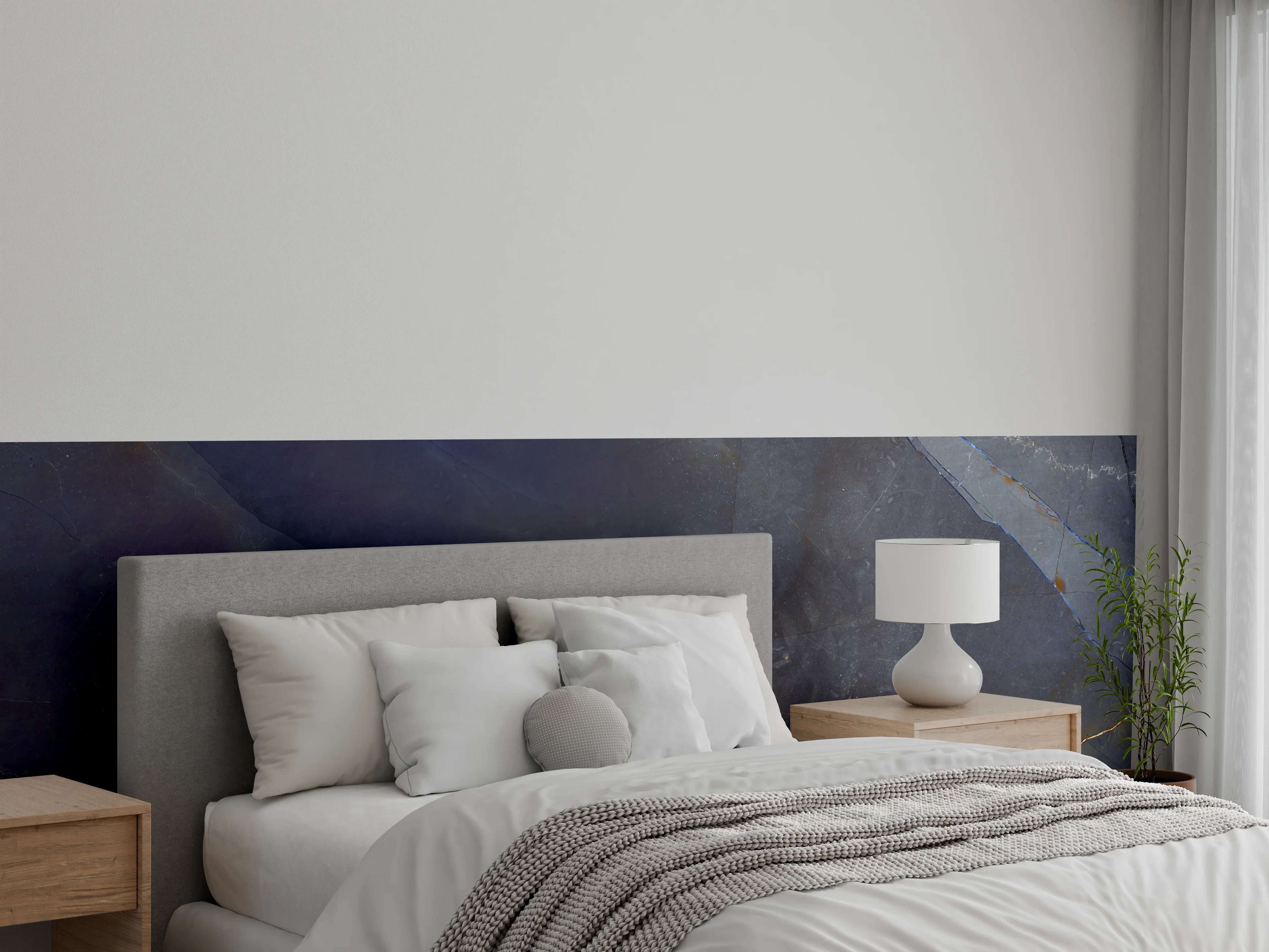 Wandverkleidung Schlafzimmer - Natürliches blaues Marmormuster