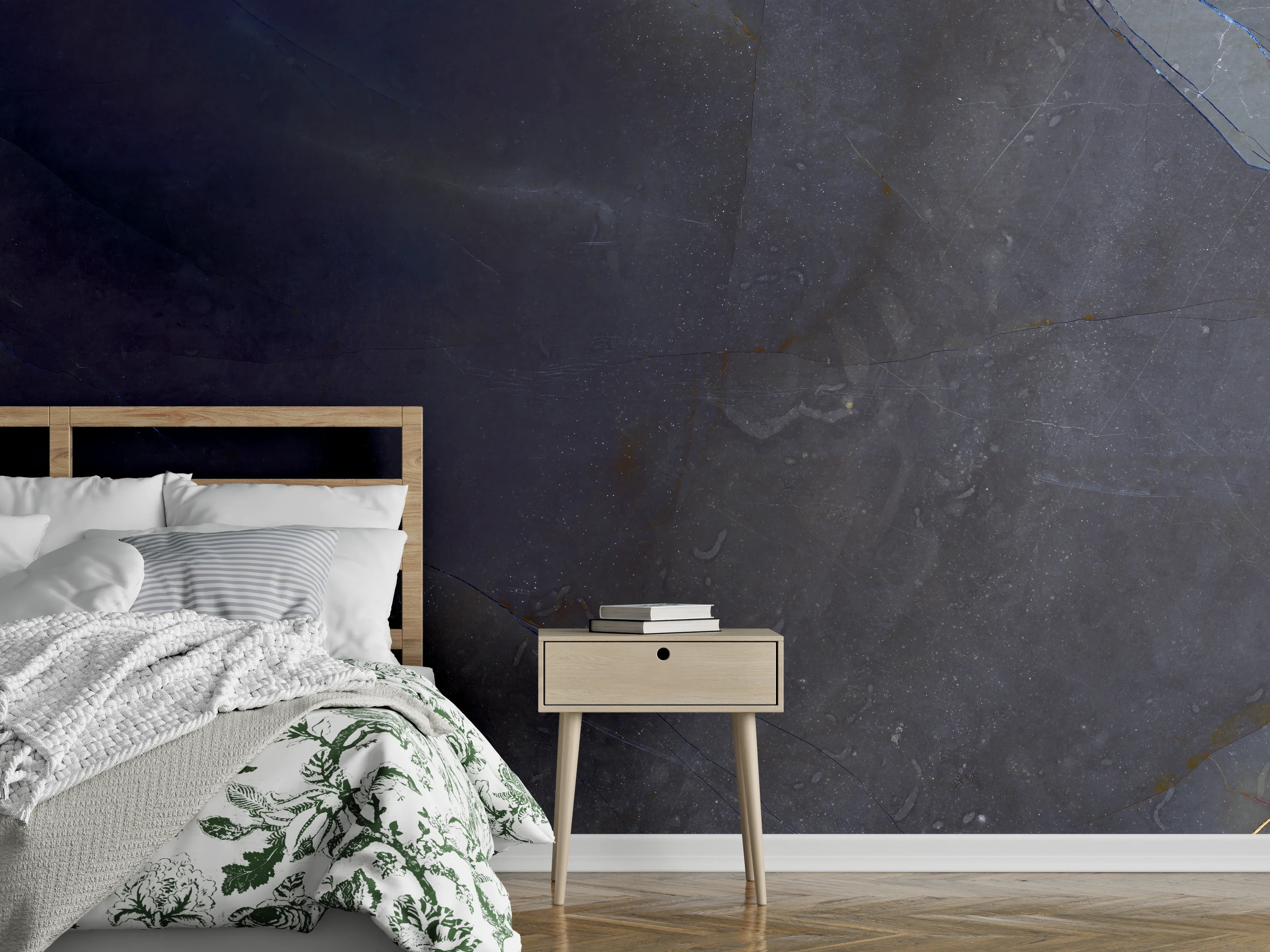 Wandverkleidung Schlafzimmer - Natürliches blaues Marmormuster
