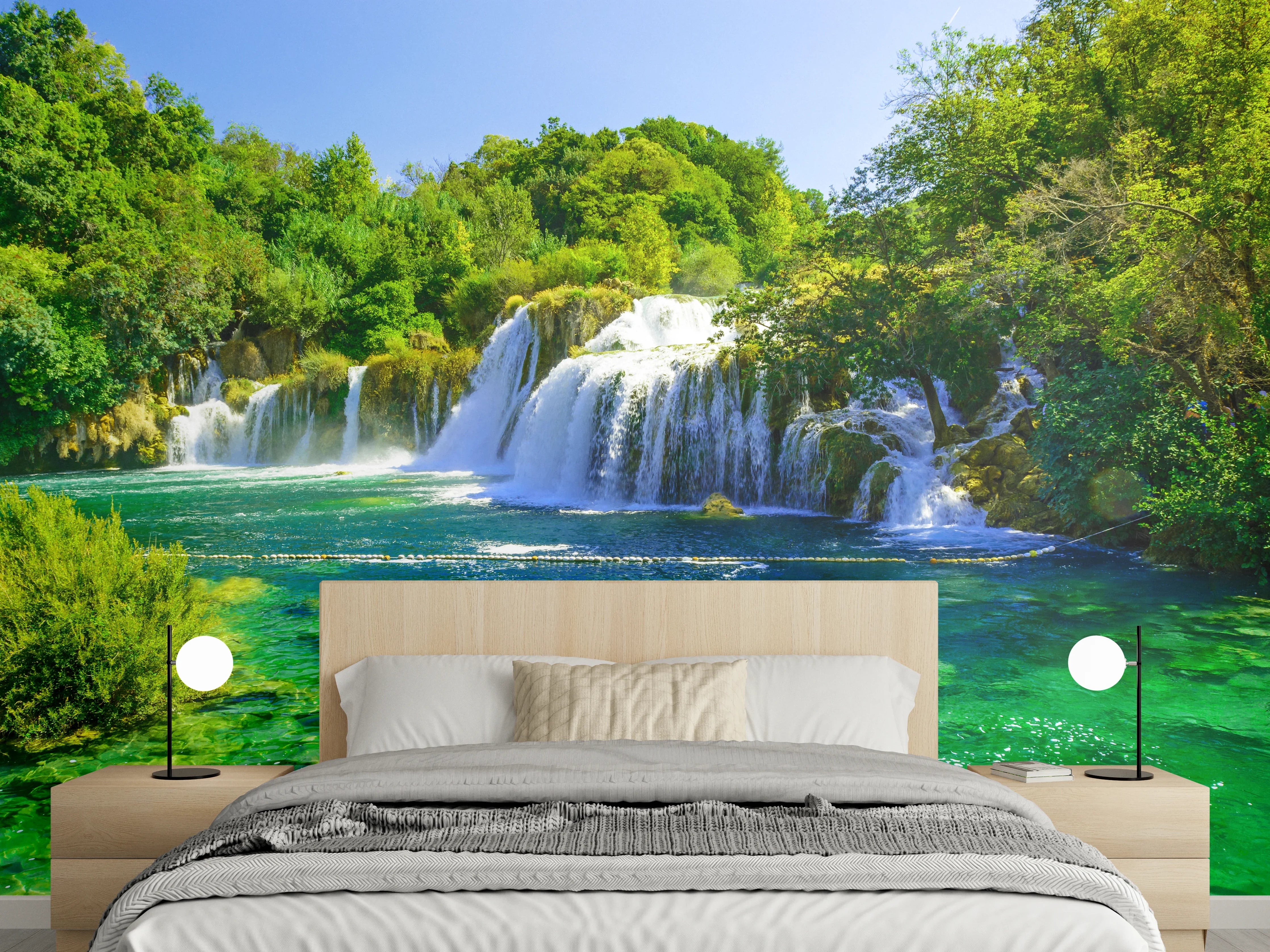 Wandverkleidung Schlafzimmer - Natur Wasserfall Landschaft Wandbild