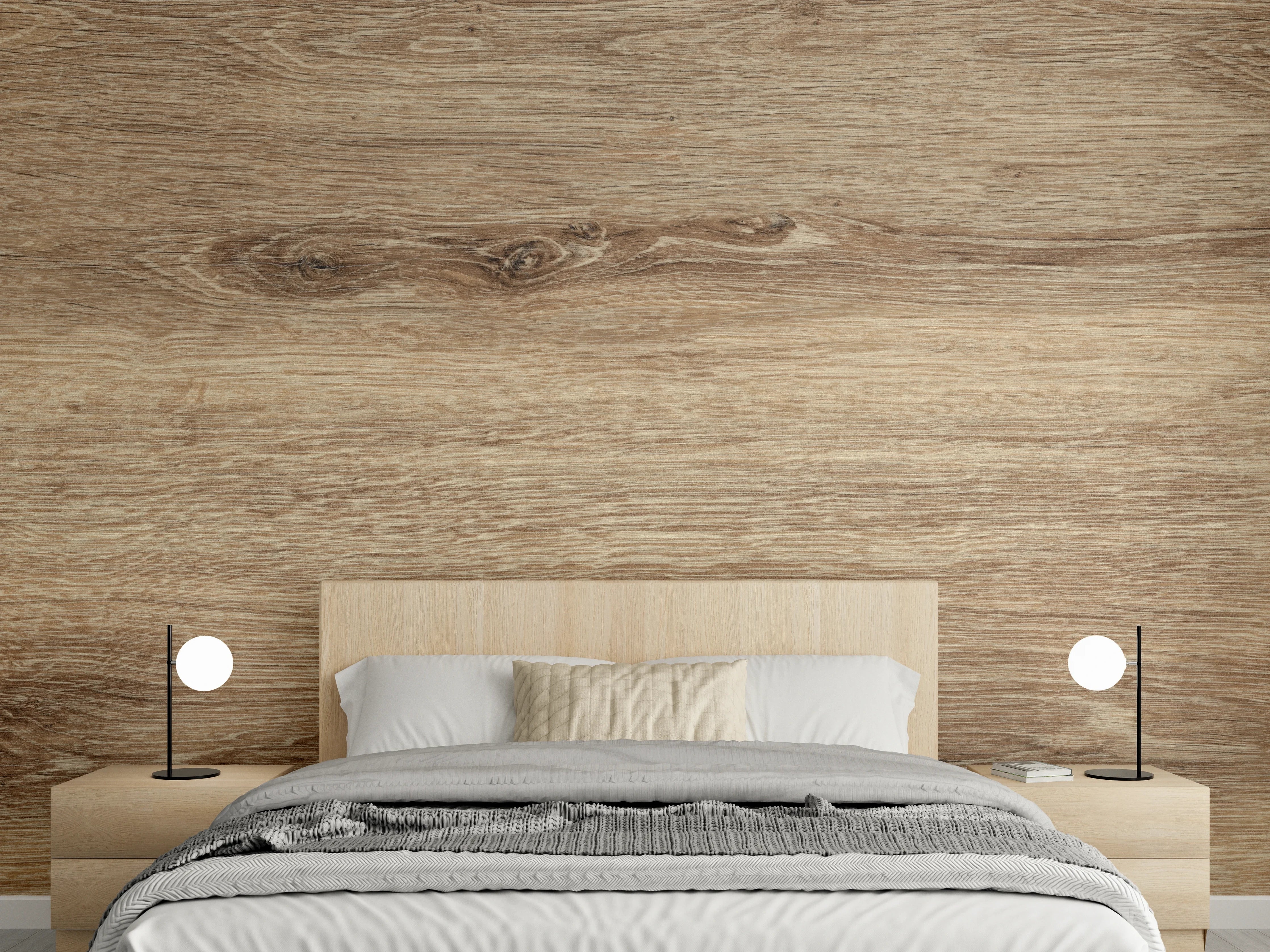 Wandverkleidung Schlafzimmer - Naturbraune Altholztextur 1