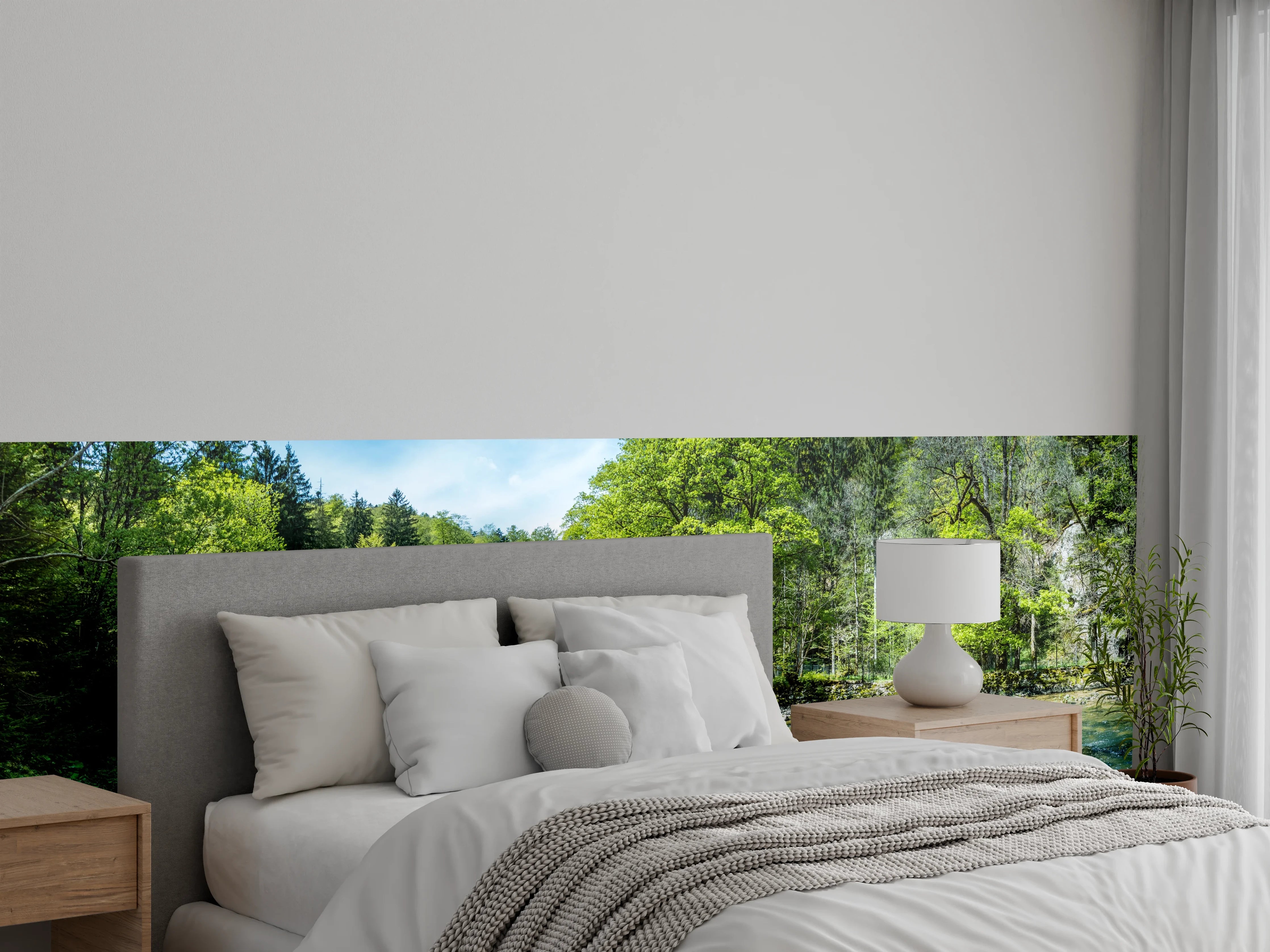 Wandverkleidung Schlafzimmer - Naturidyll am Fluss – Wald und Wasser