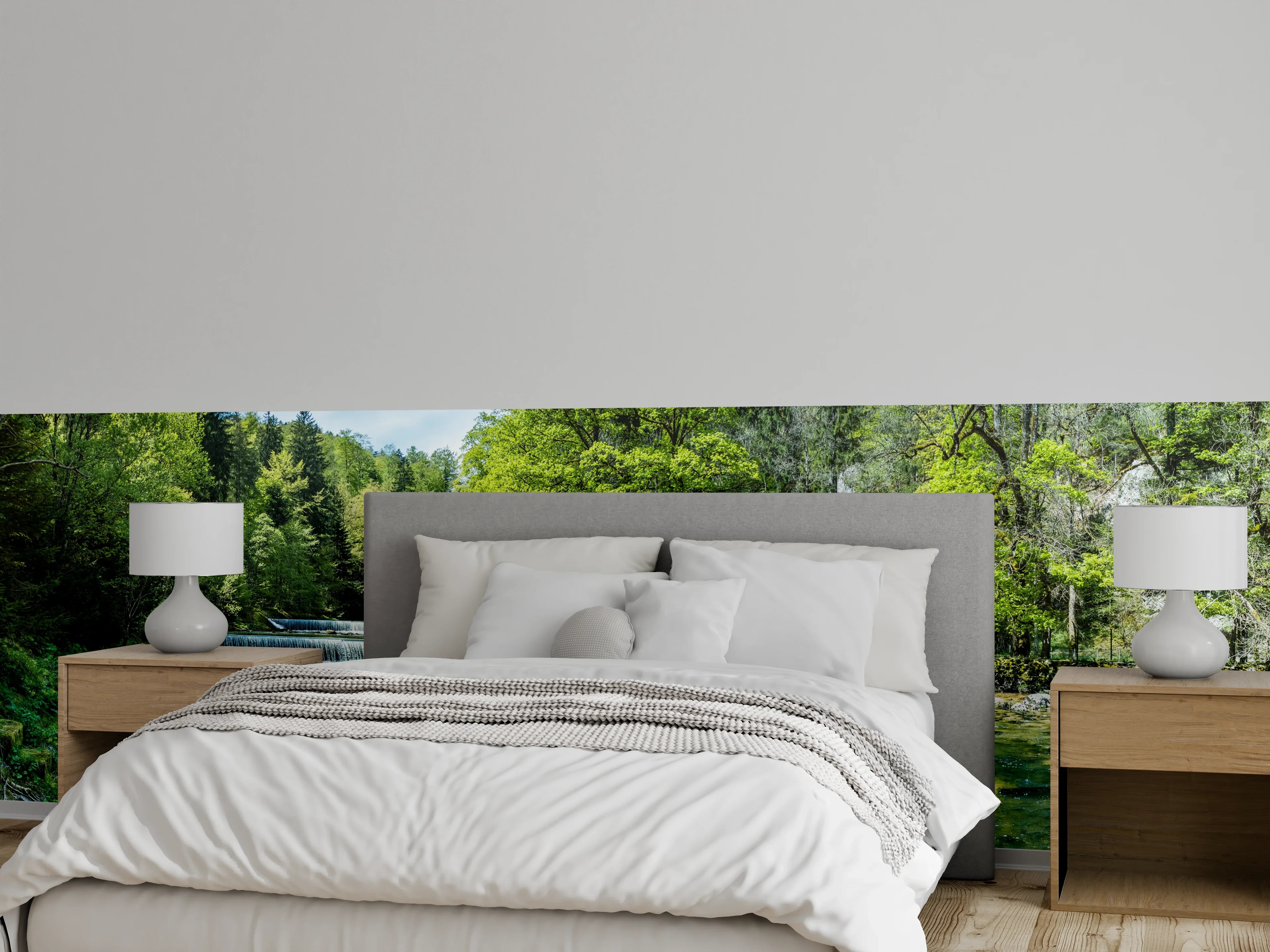 Wandverkleidung Schlafzimmer - Naturidyll am Fluss – Wald und Wasser
