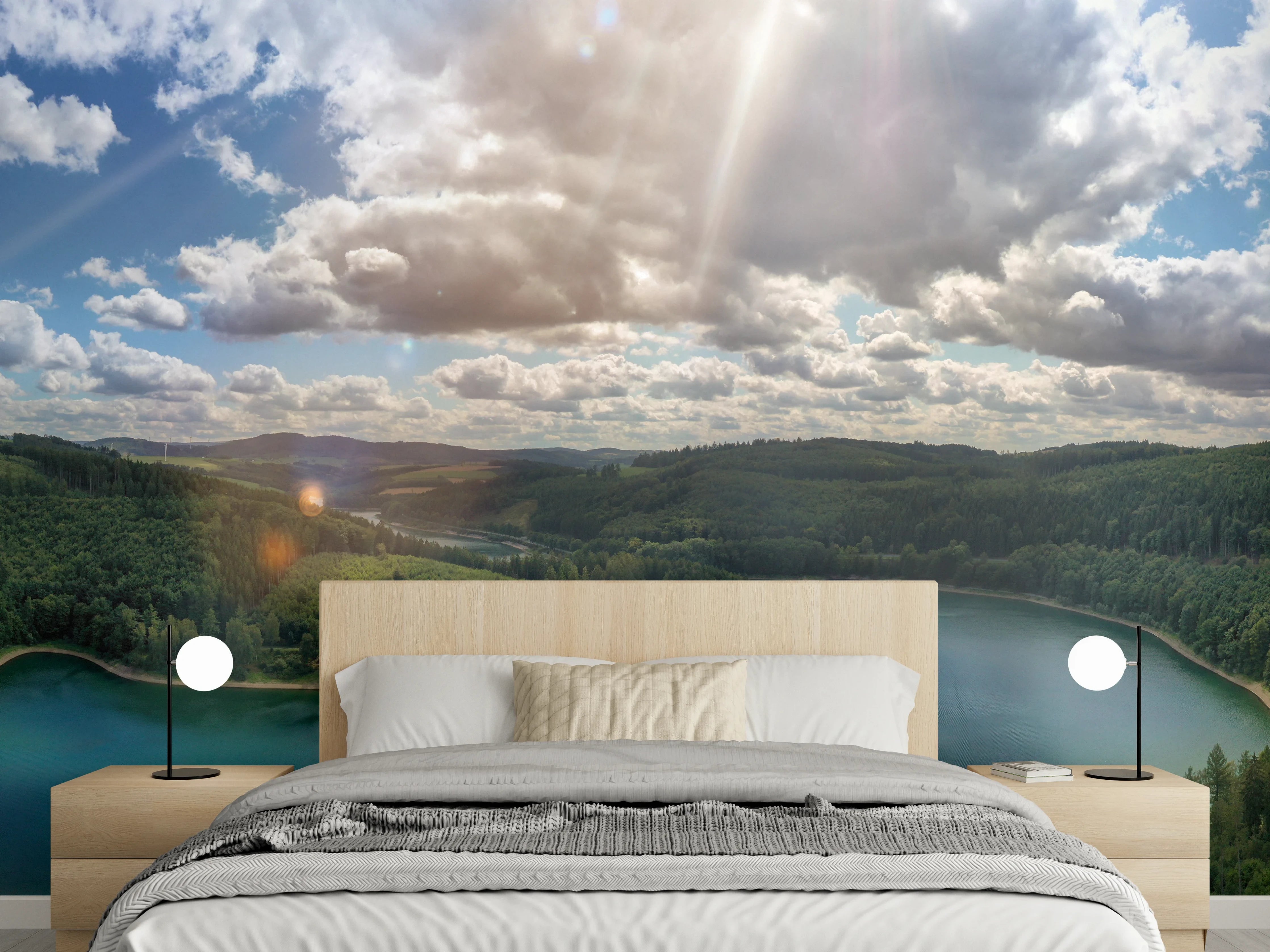 Wandverkleidung Schlafzimmer - Naturpanorama am Seeufer – Panorama