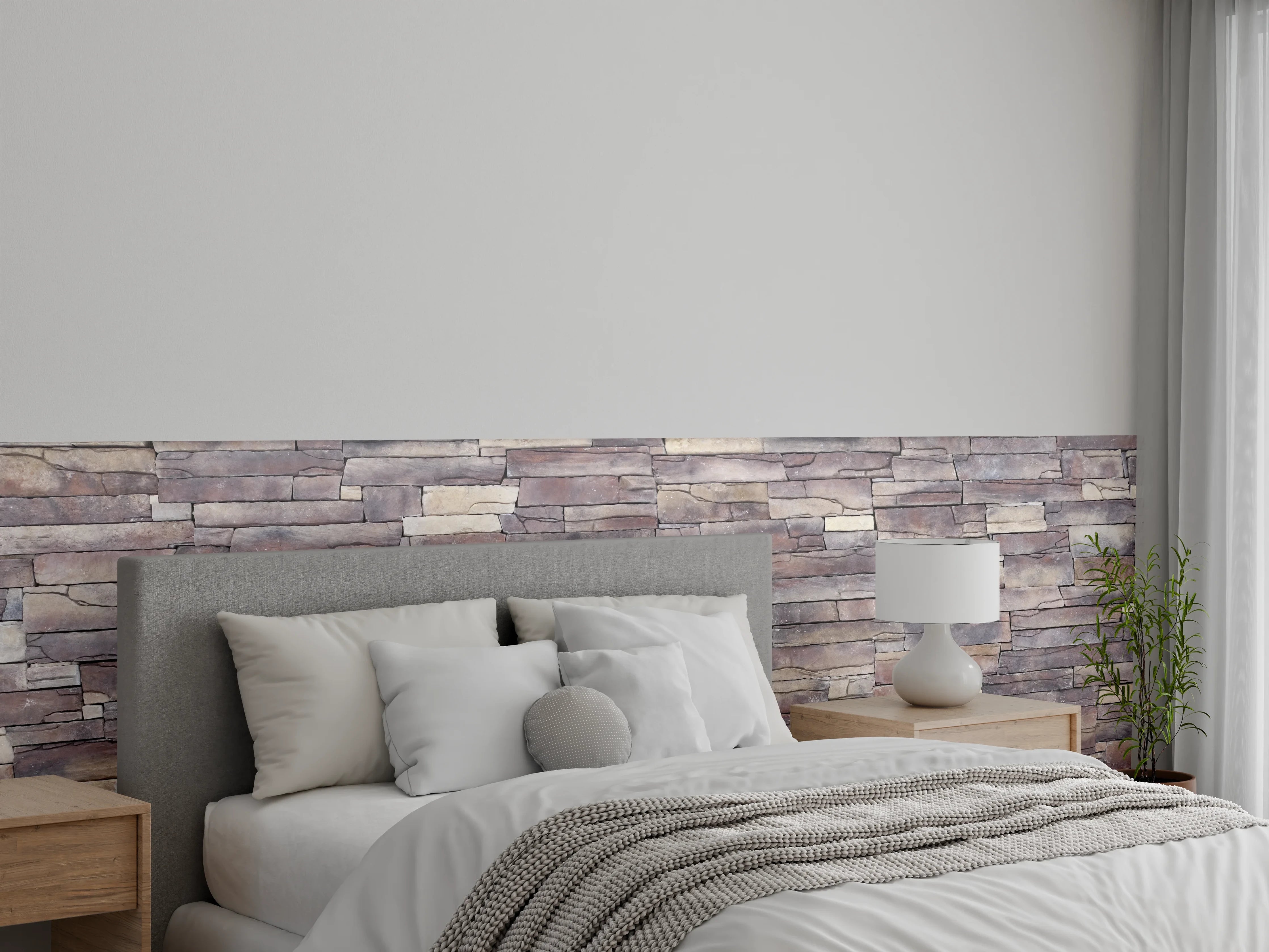 Wandverkleidung Schlafzimmer - Natursteinmauer aus Sandstein