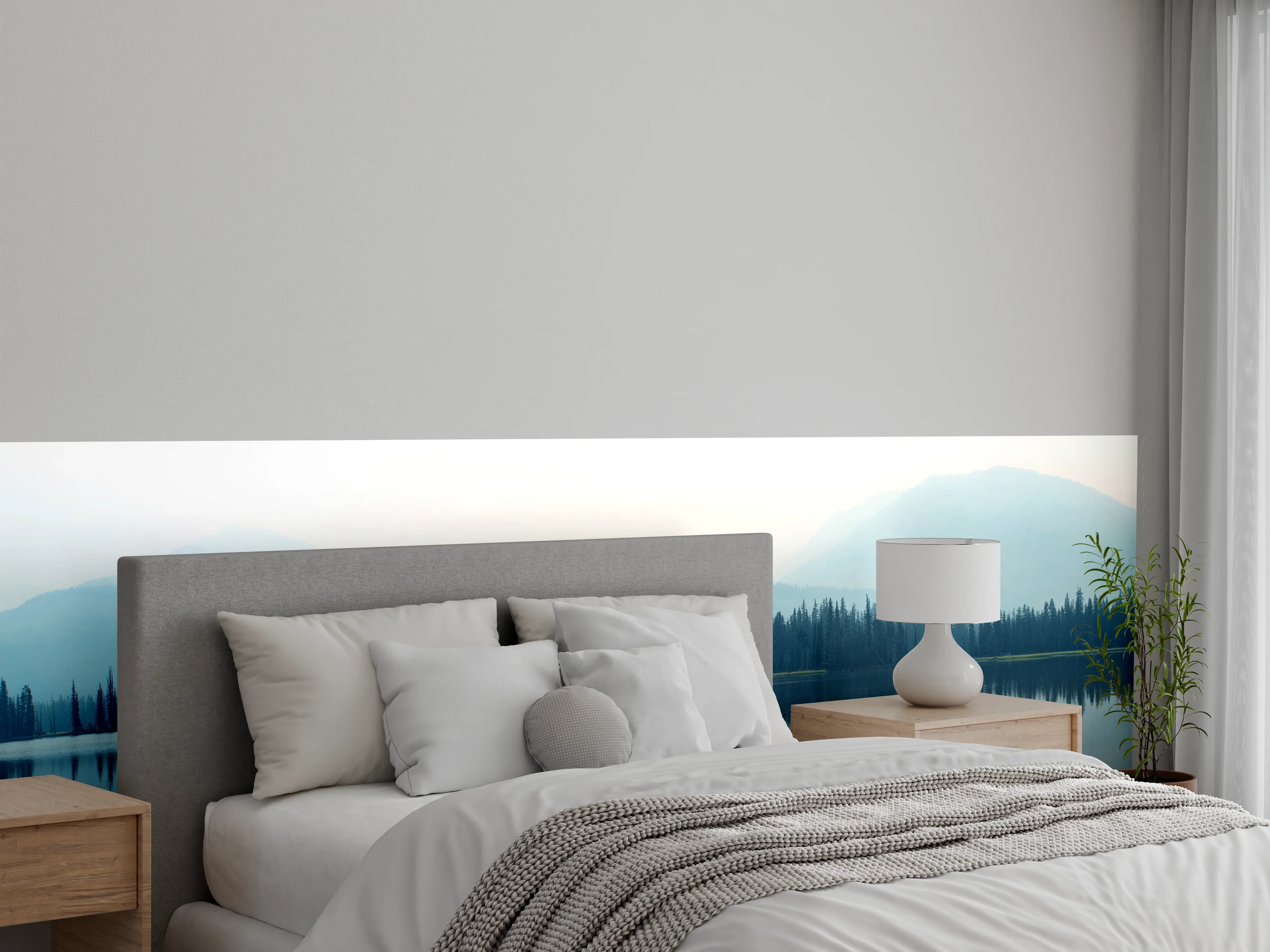 Wandverkleidung Schlafzimmer - Nebliger Bergsee