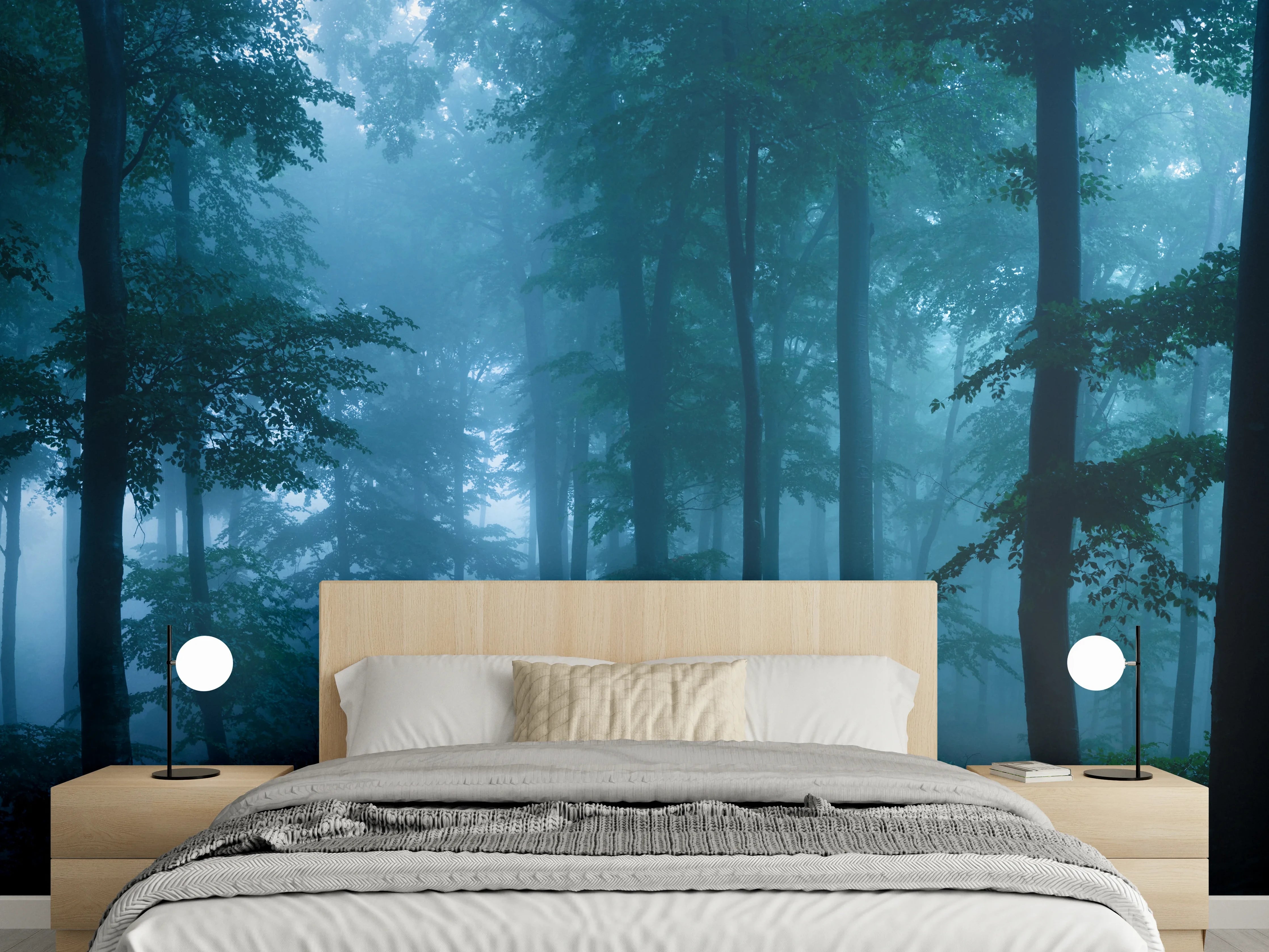 Wandverkleidung Schlafzimmer - Nebliger Wald