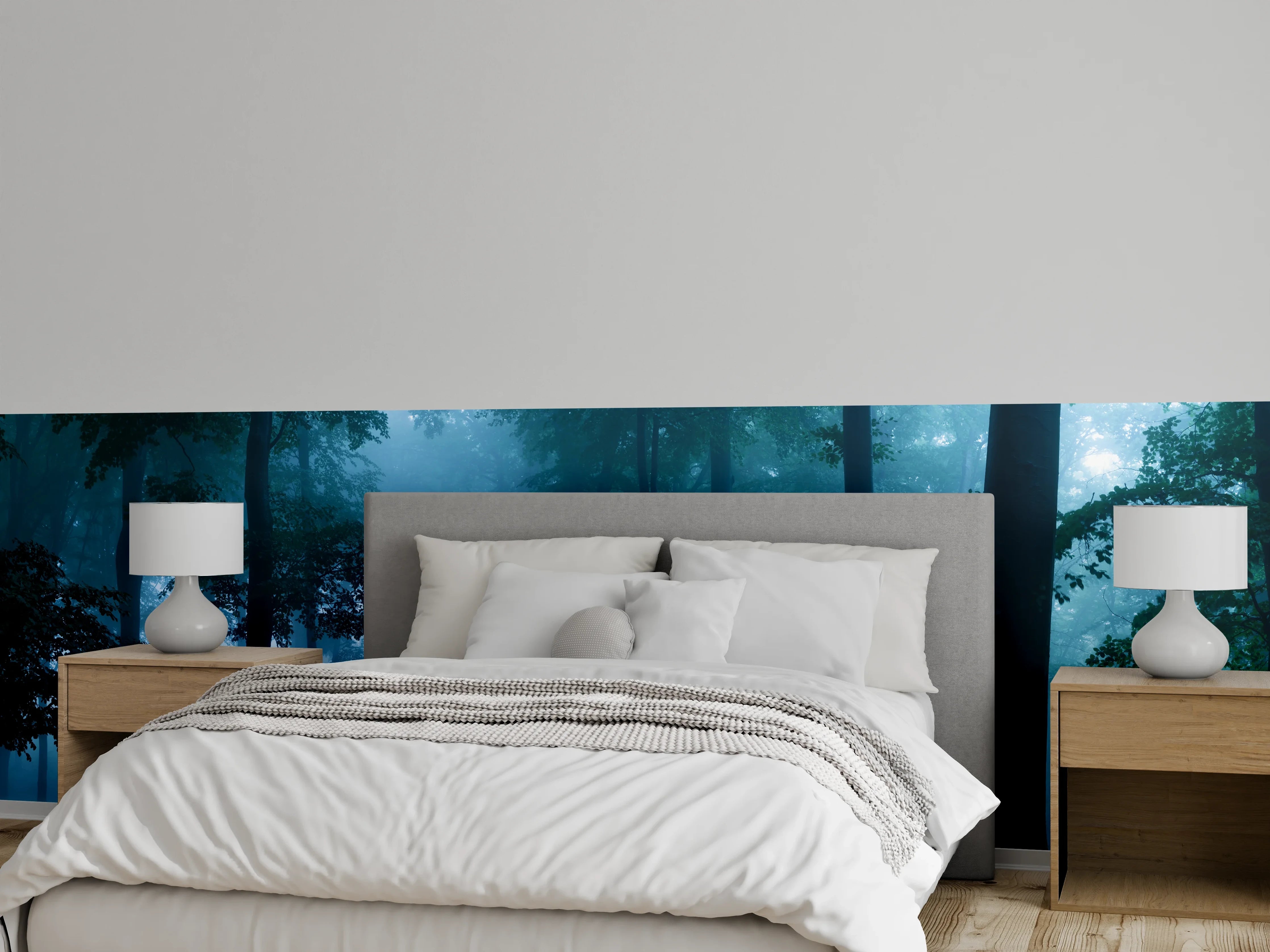 Wandverkleidung Schlafzimmer - Nebliger Wald