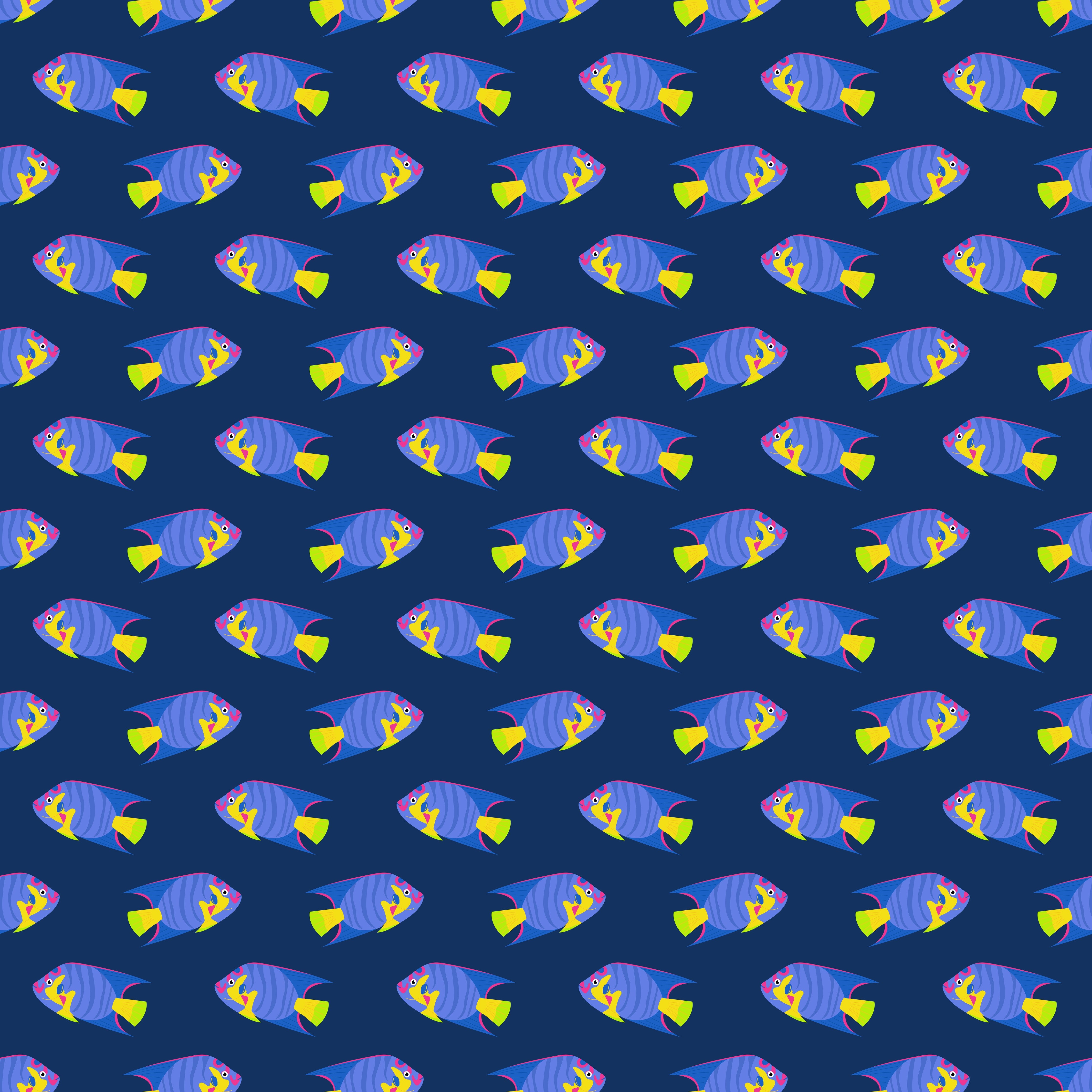 Wandverkleidung Schlafzimmer-Neon-Fische Blau-Gelb Muster