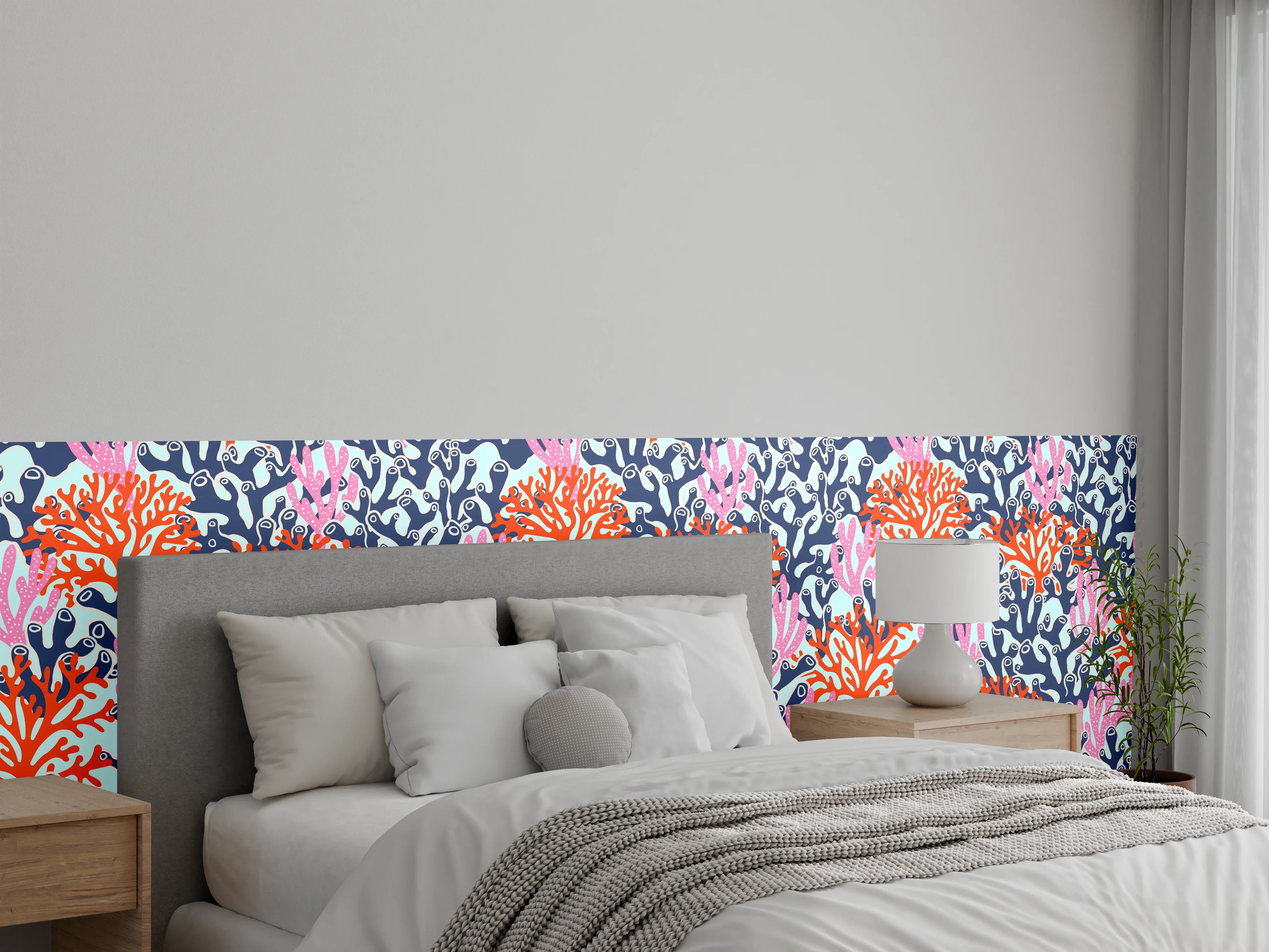 Wandverkleidung Schlafzimmer - Neon-Korallen Blau Orange Pink