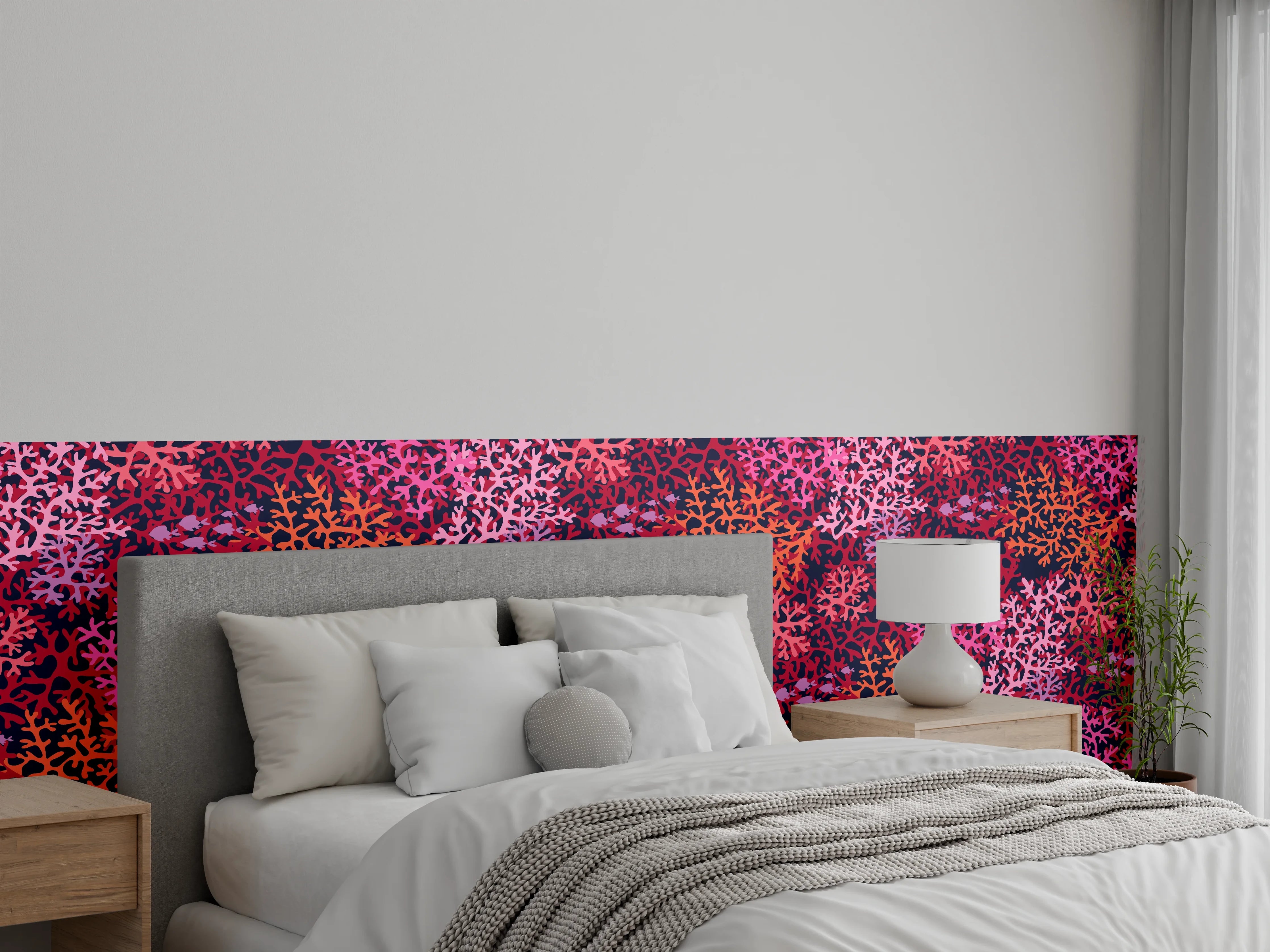 Wandverkleidung Schlafzimmer - Neon-Korallen Pink Muster