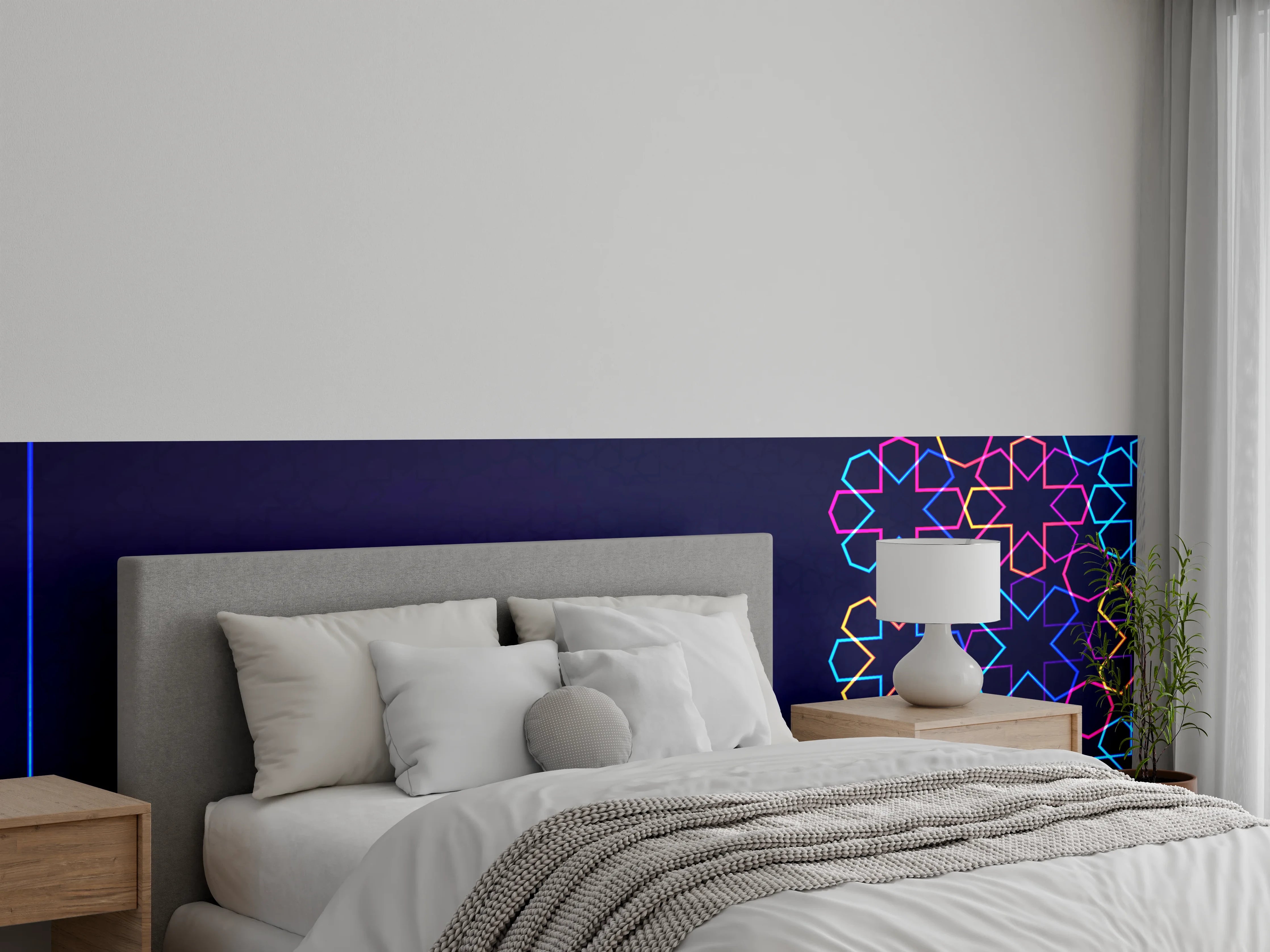 Wandverkleidung Schlafzimmer - Neon Muster Eid Mubarak