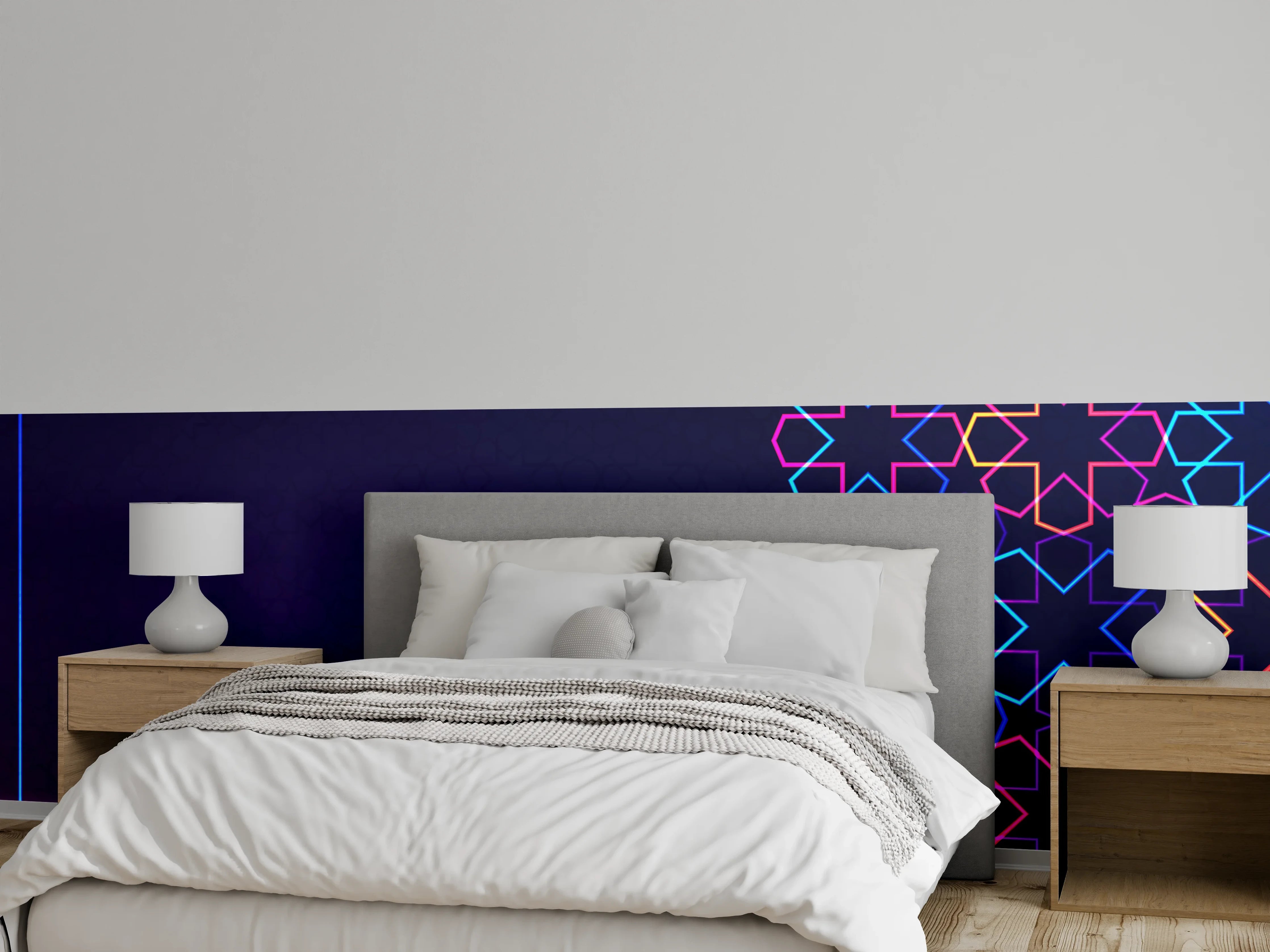 Wandverkleidung Schlafzimmer - Neon Muster Eid Mubarak