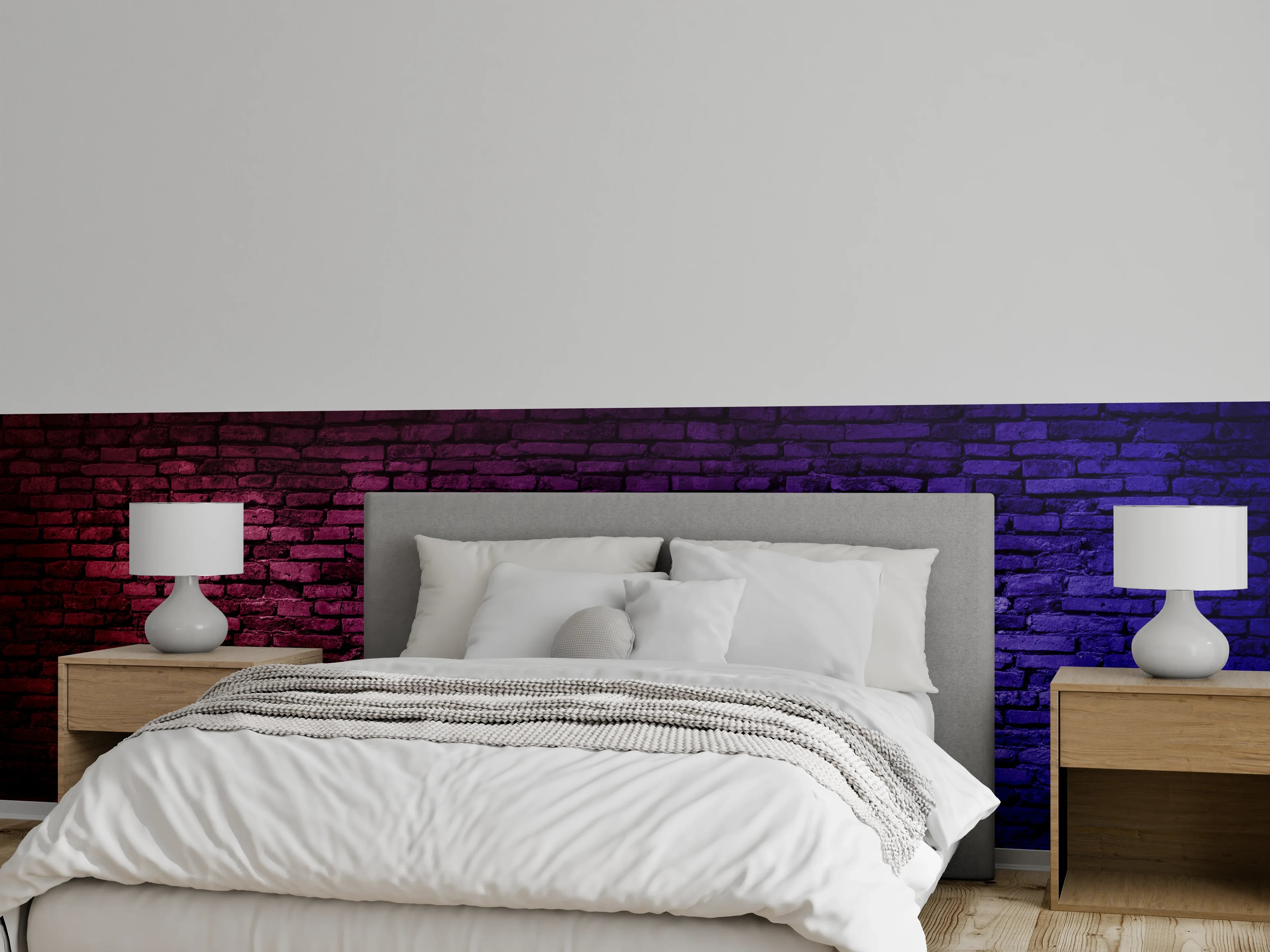 Wandverkleidung Schlafzimmer - Neonlicht auf Ziegelwand