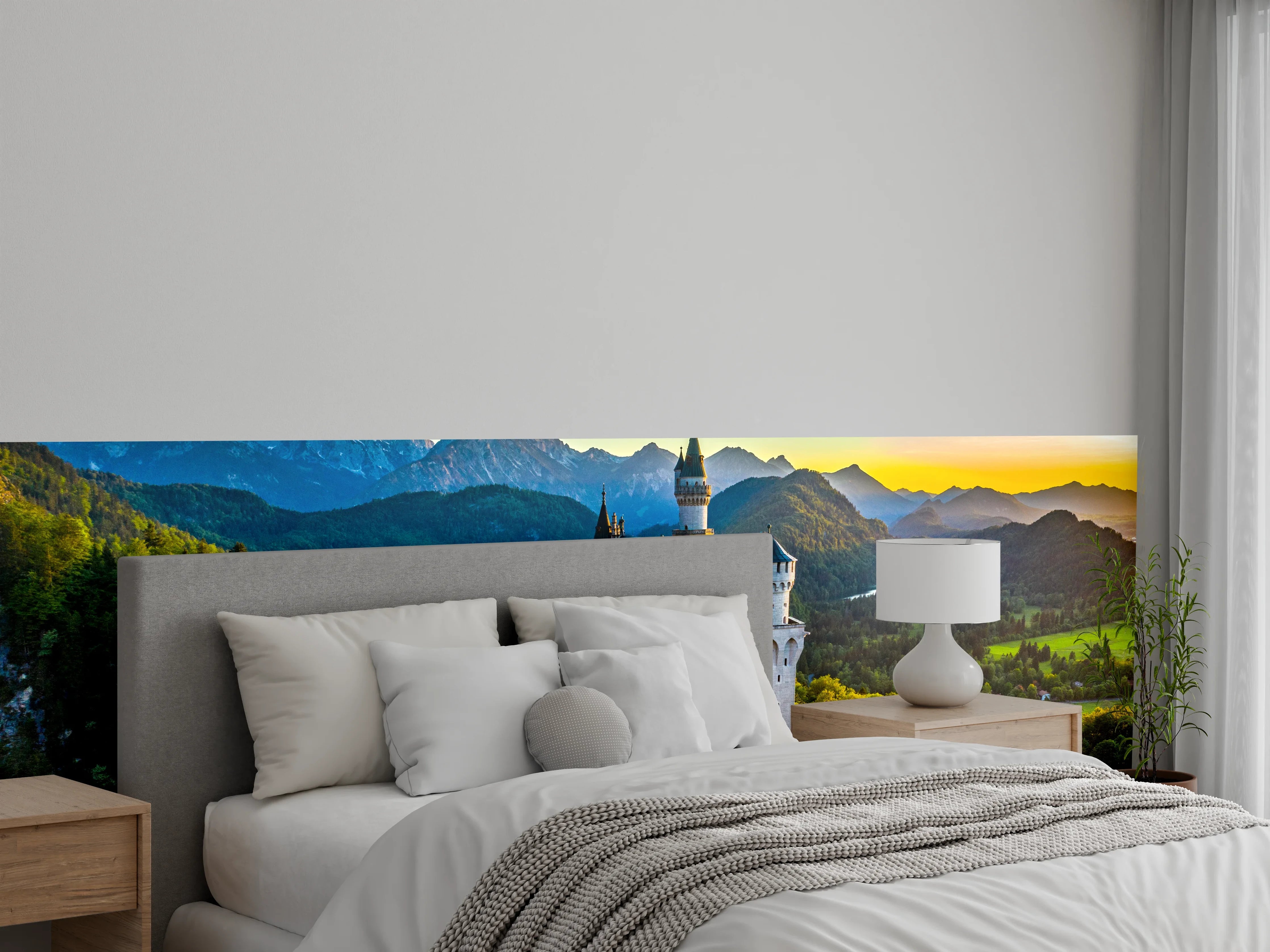 Wandverkleidung Schlafzimmer - Neuschwanstein Schloss Alpen Sonnenaufgang