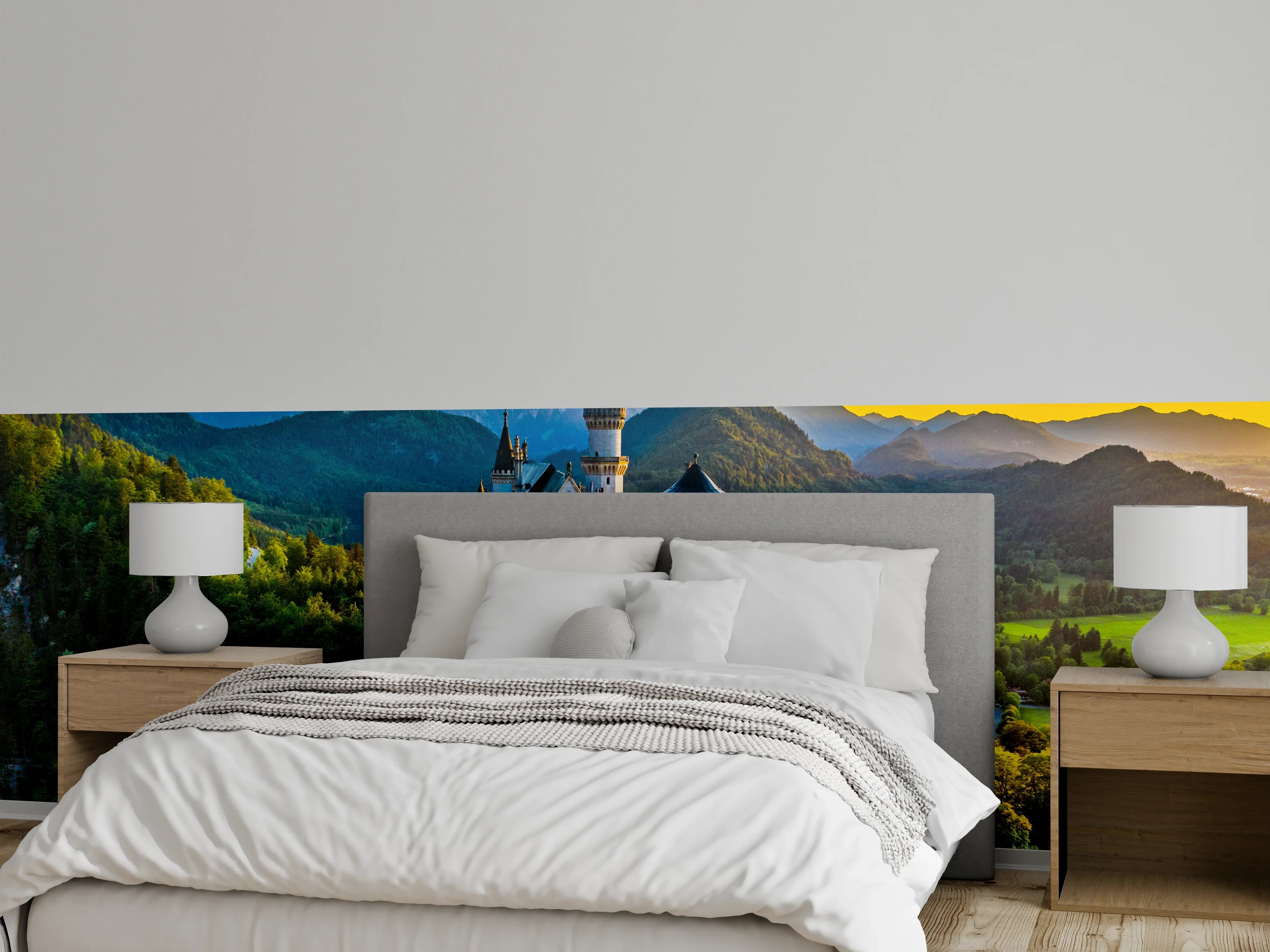 Wandverkleidung Schlafzimmer - Neuschwanstein Schloss Alpen Sonnenaufgang
