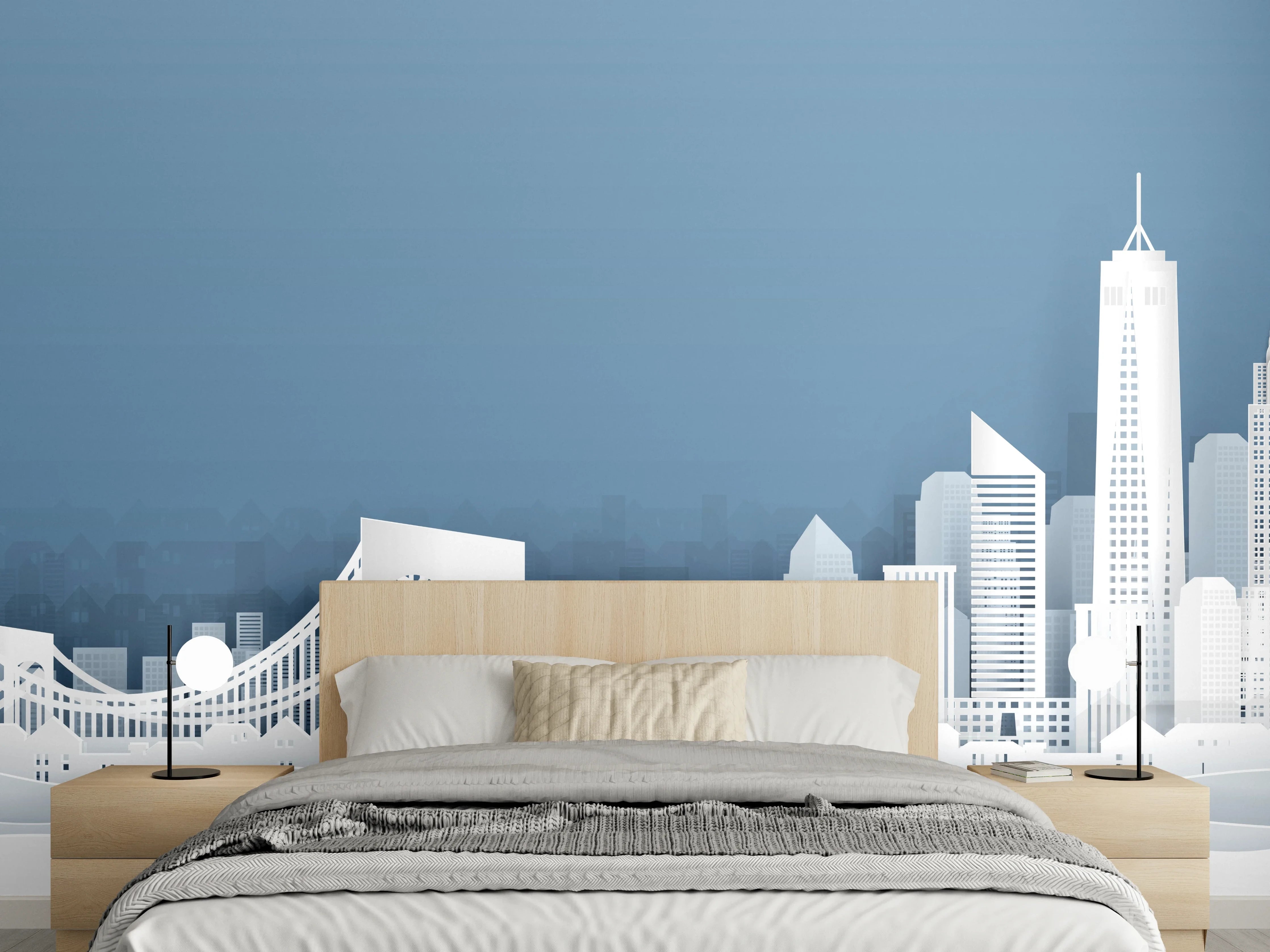 Wandverkleidung Schlafzimmer - New York Skyline Papierkunst