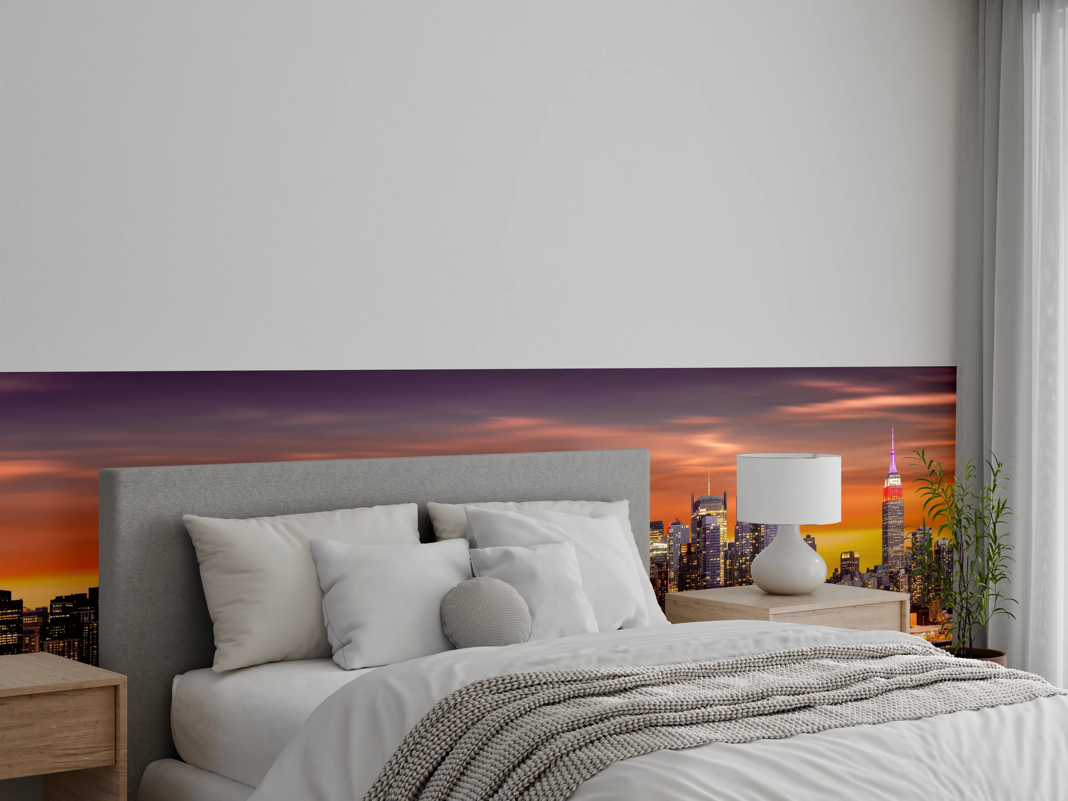 Wandverkleidung Schlafzimmer - New York Skyline Sonnenuntergang