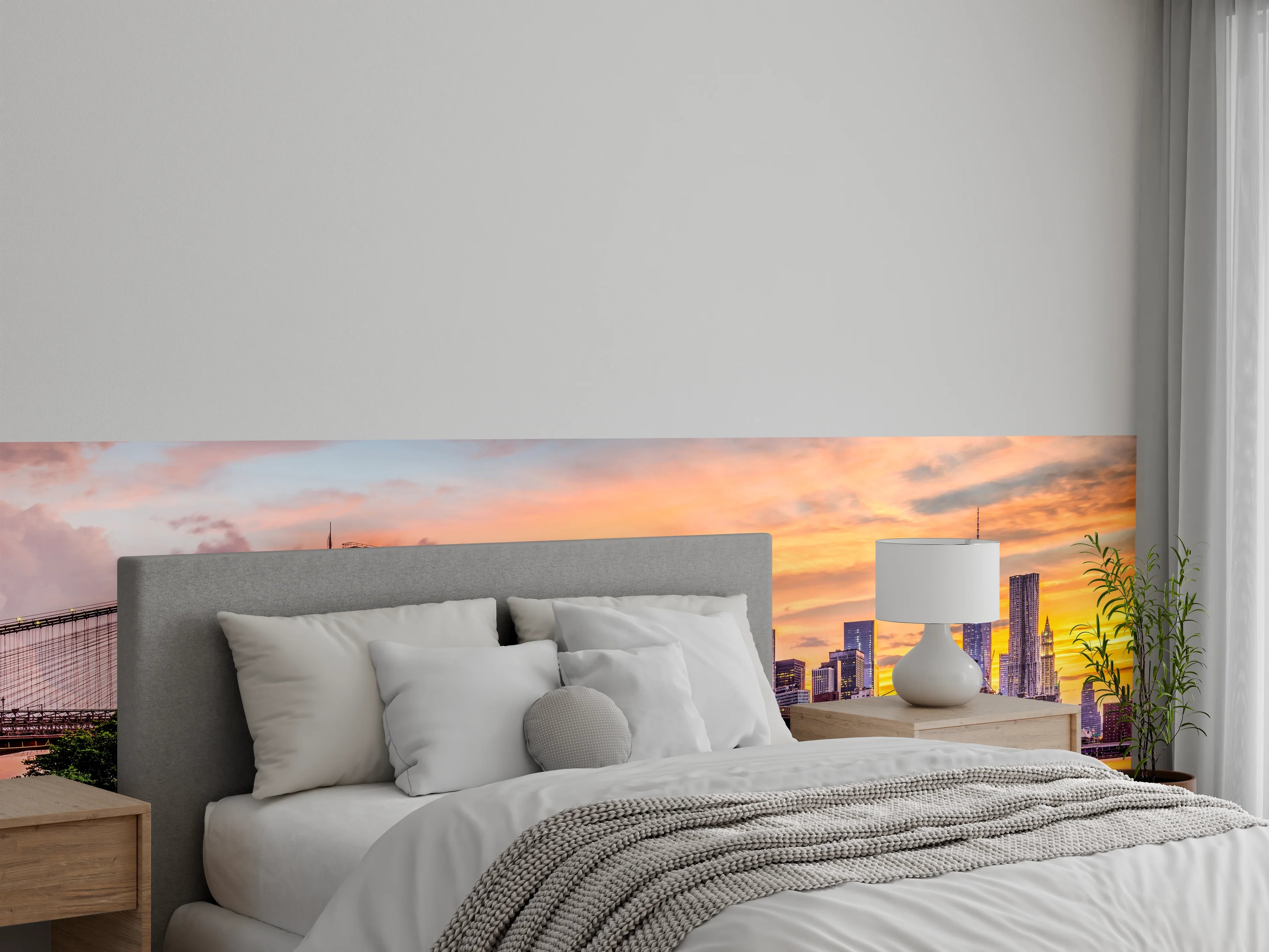 Wandverkleidung Schlafzimmer - New York Skyline bei Sonnenuntergang