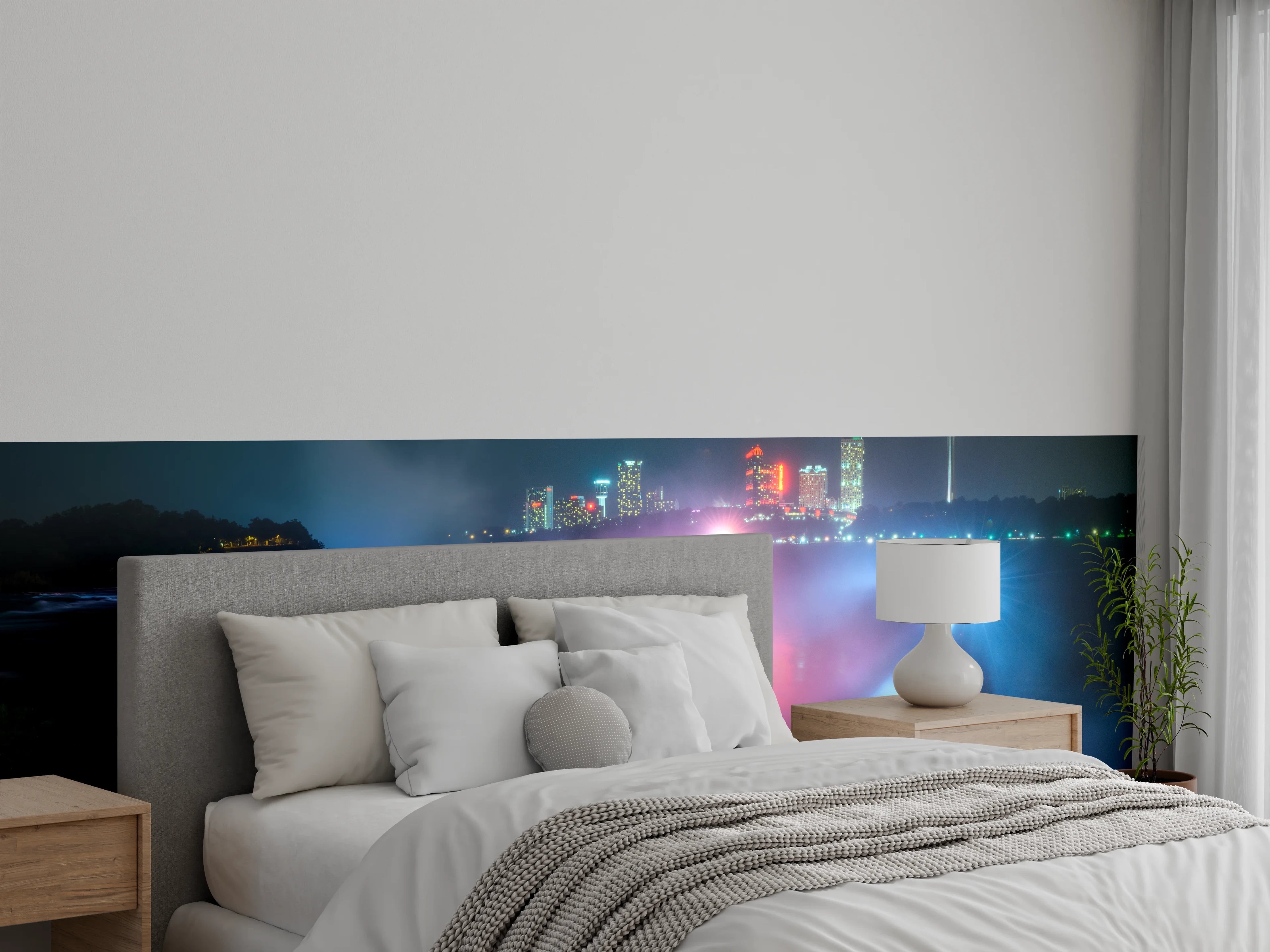 Wandverkleidung Schlafzimmer - Niagarafälle bei Nacht