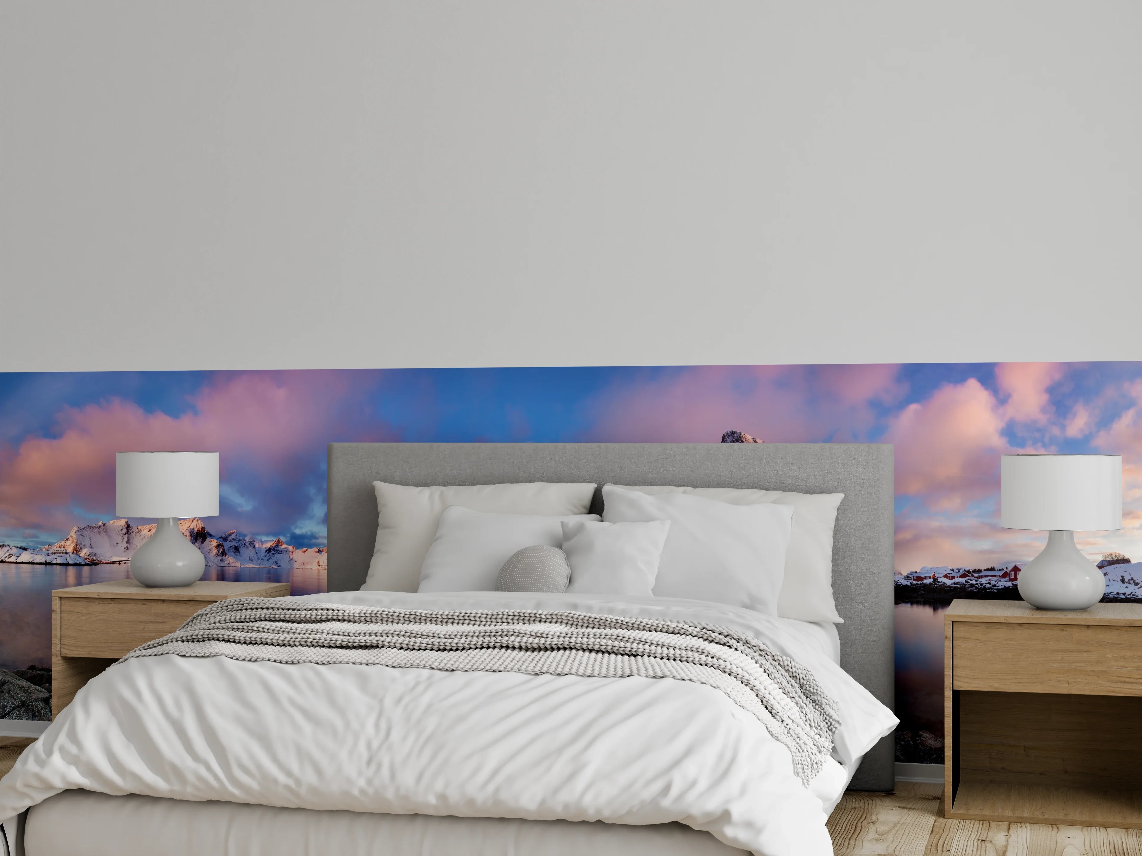 Wandverkleidung Schlafzimmer - Norwegische Küste Blau-Rosa