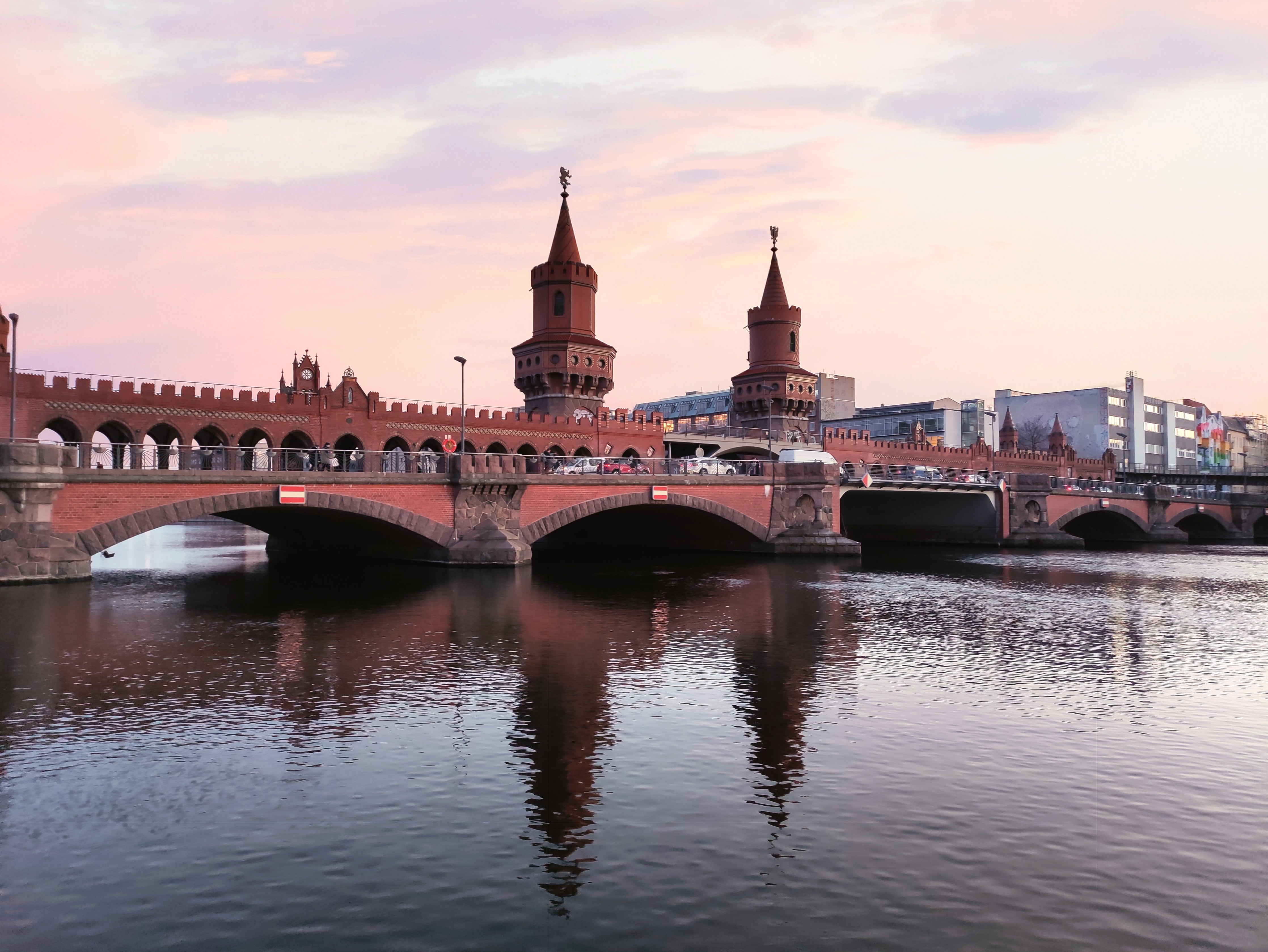 Wandverkleidung Schlafzimmer-Oberbaumbrücke Berlin bei Sonnenuntergang