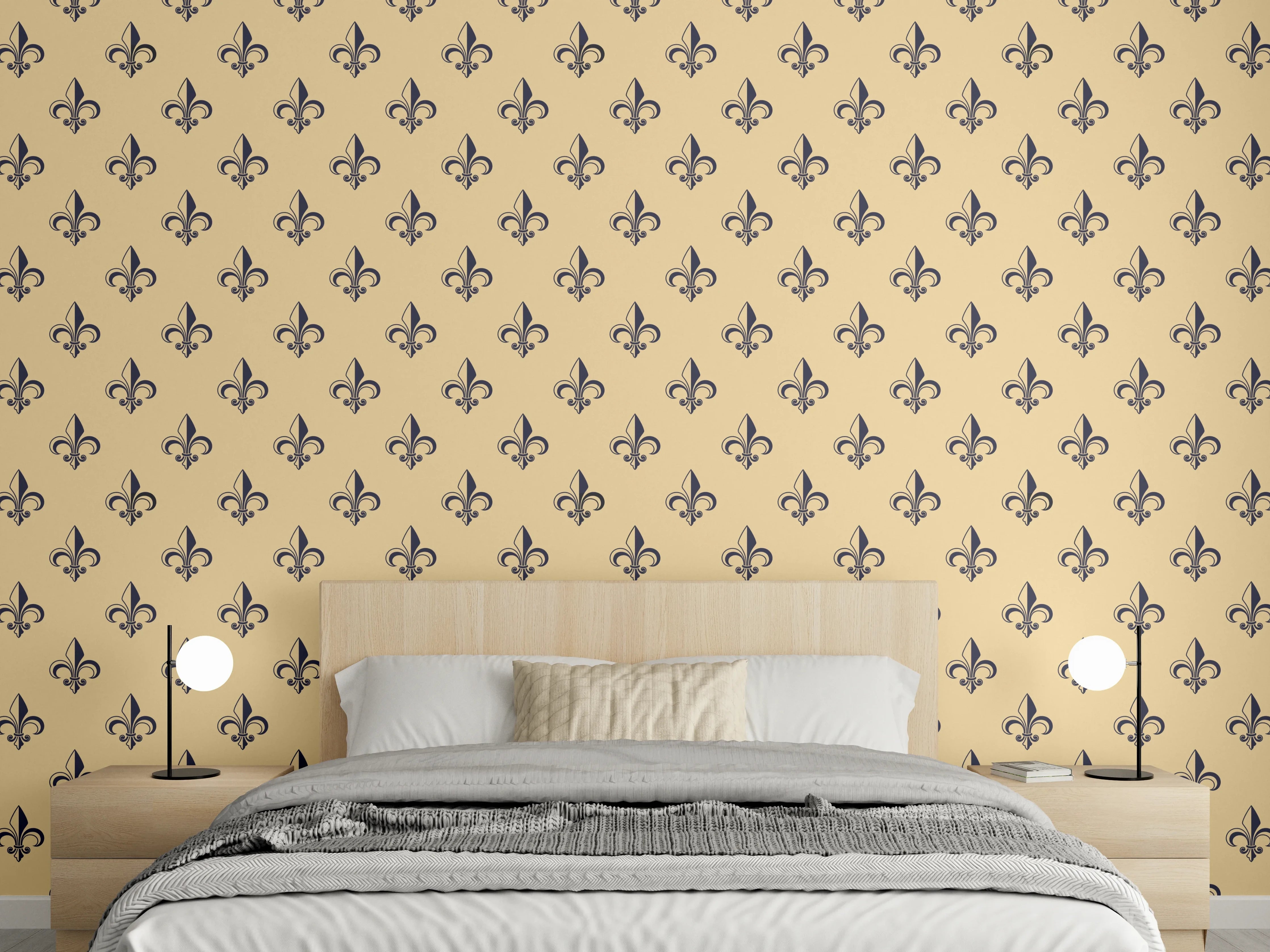 Wandverkleidung Schlafzimmer - Ockerfarbenes geometrisches Muster