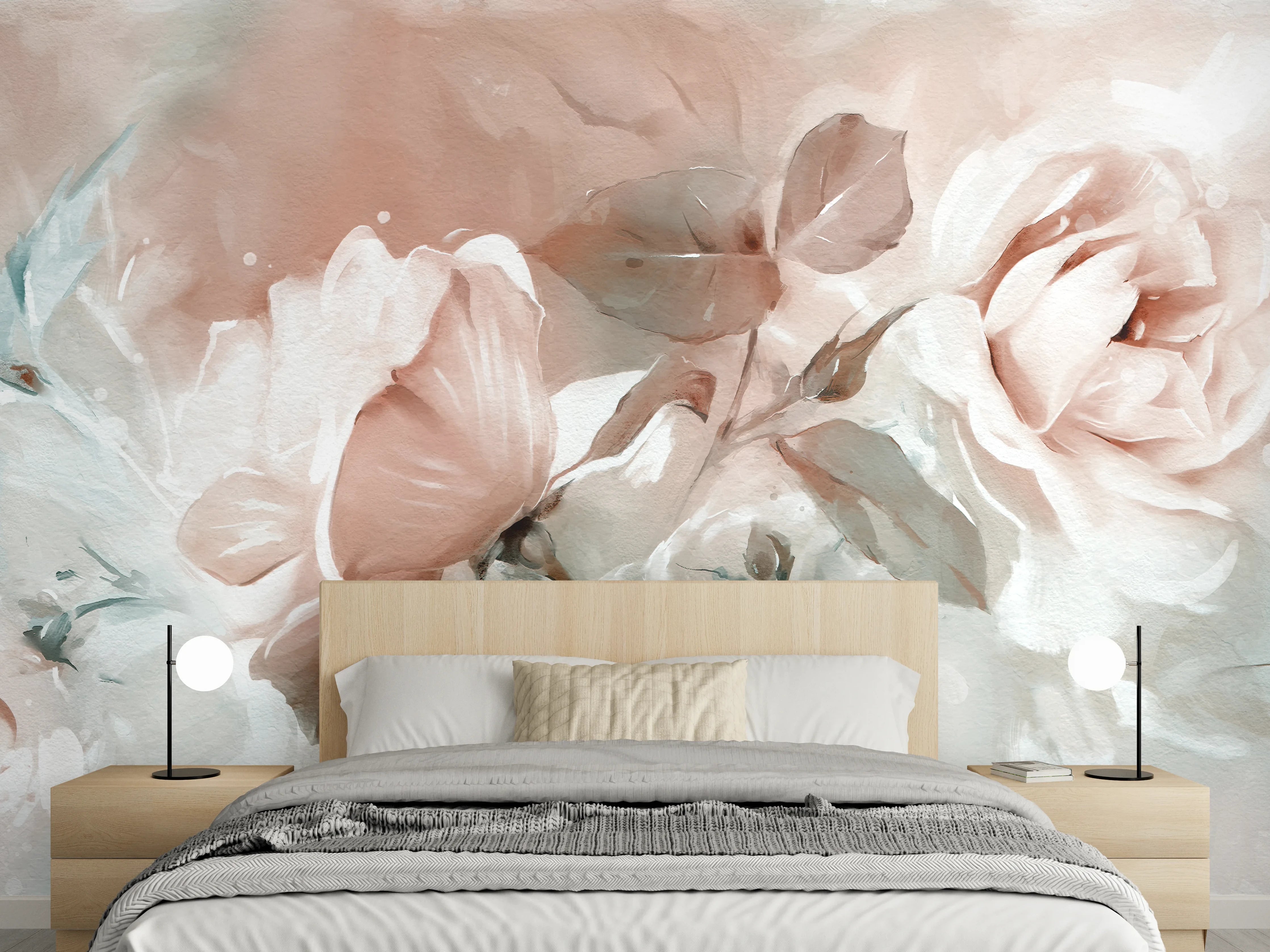Wandverkleidung Schlafzimmer - Ölgemälde mit Rose