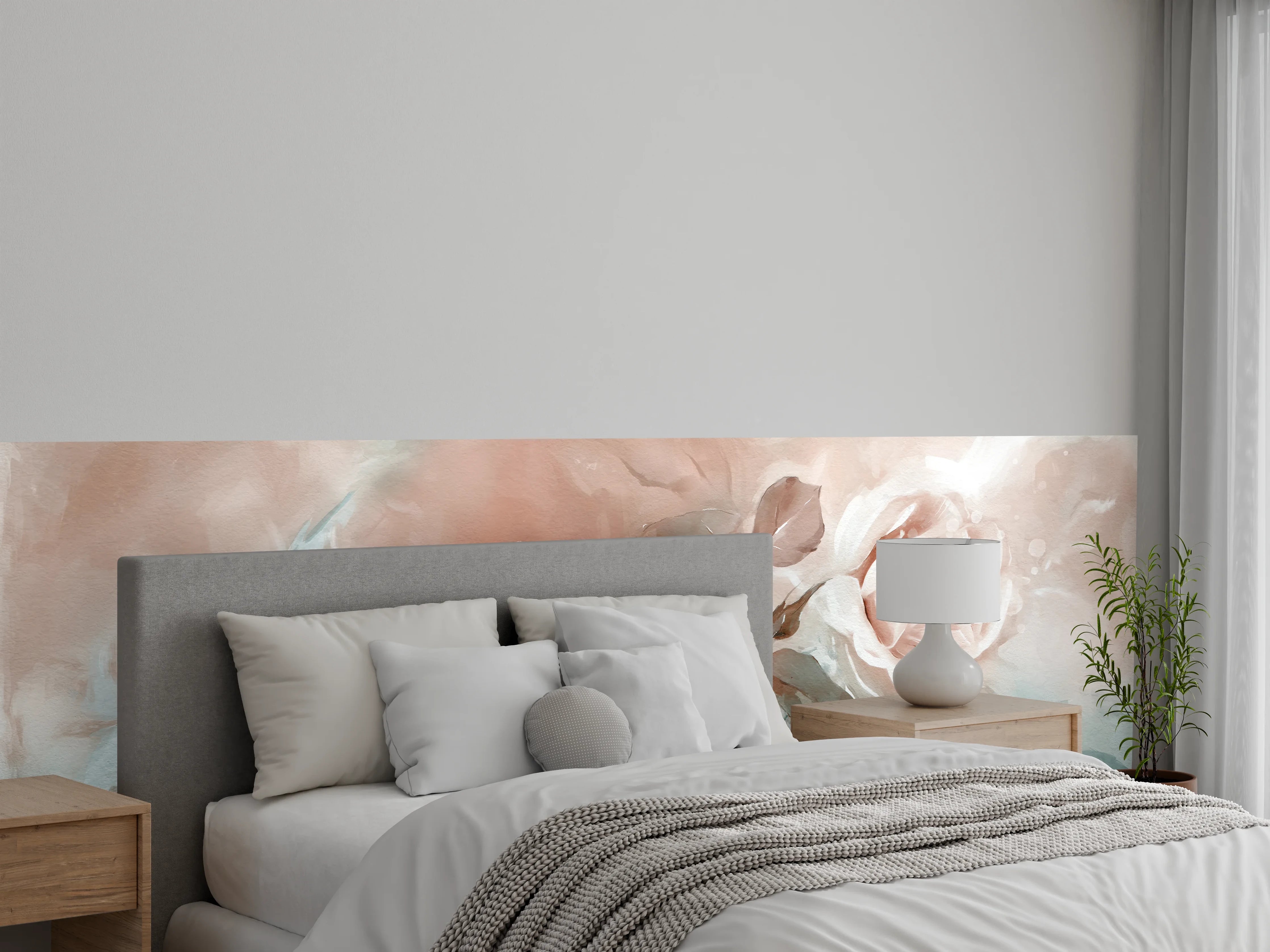 Wandverkleidung Schlafzimmer - Ölgemälde mit Rose