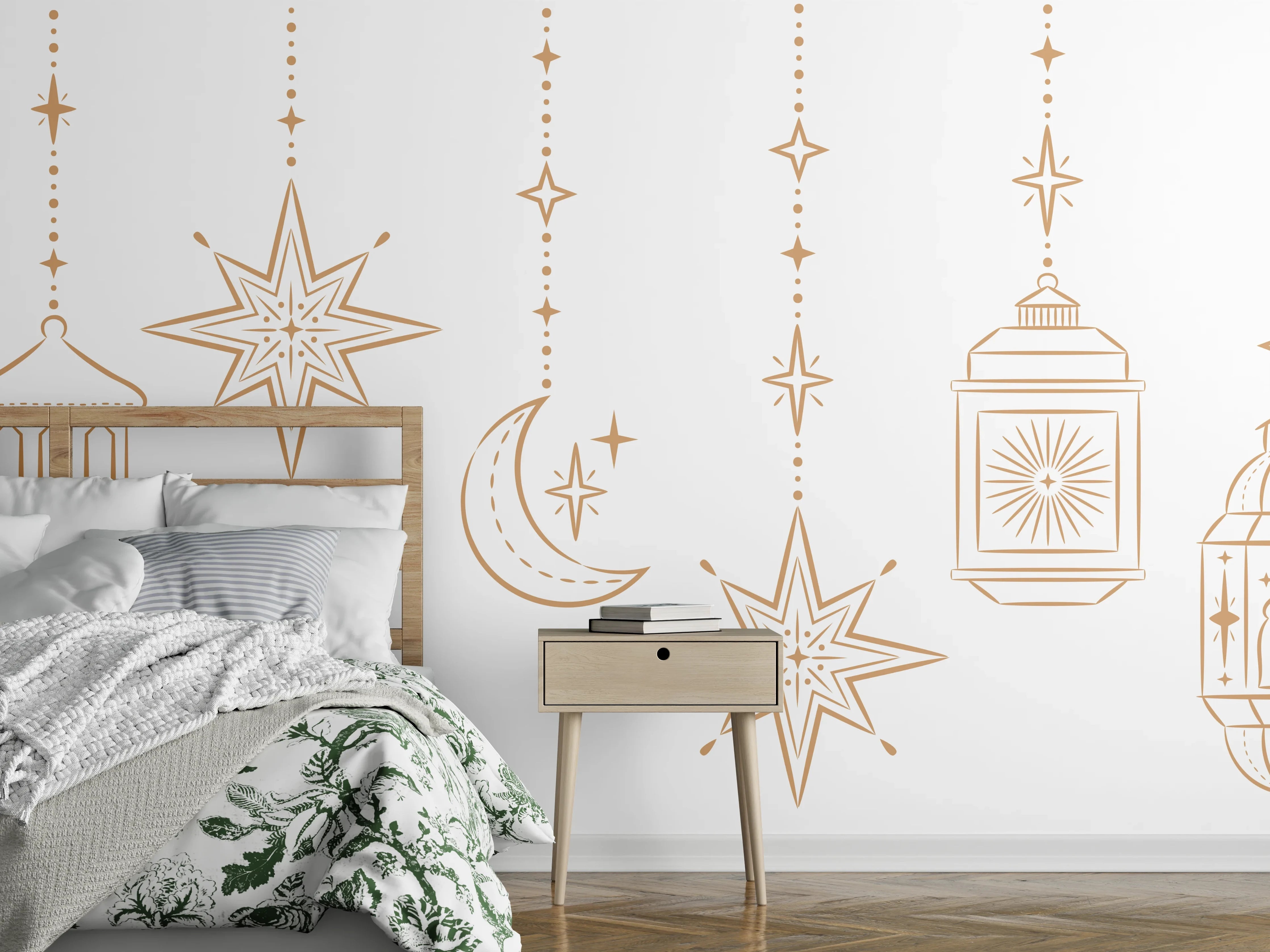 Wandverkleidung Schlafzimmer - Orientalische Gold Motiv Girlande