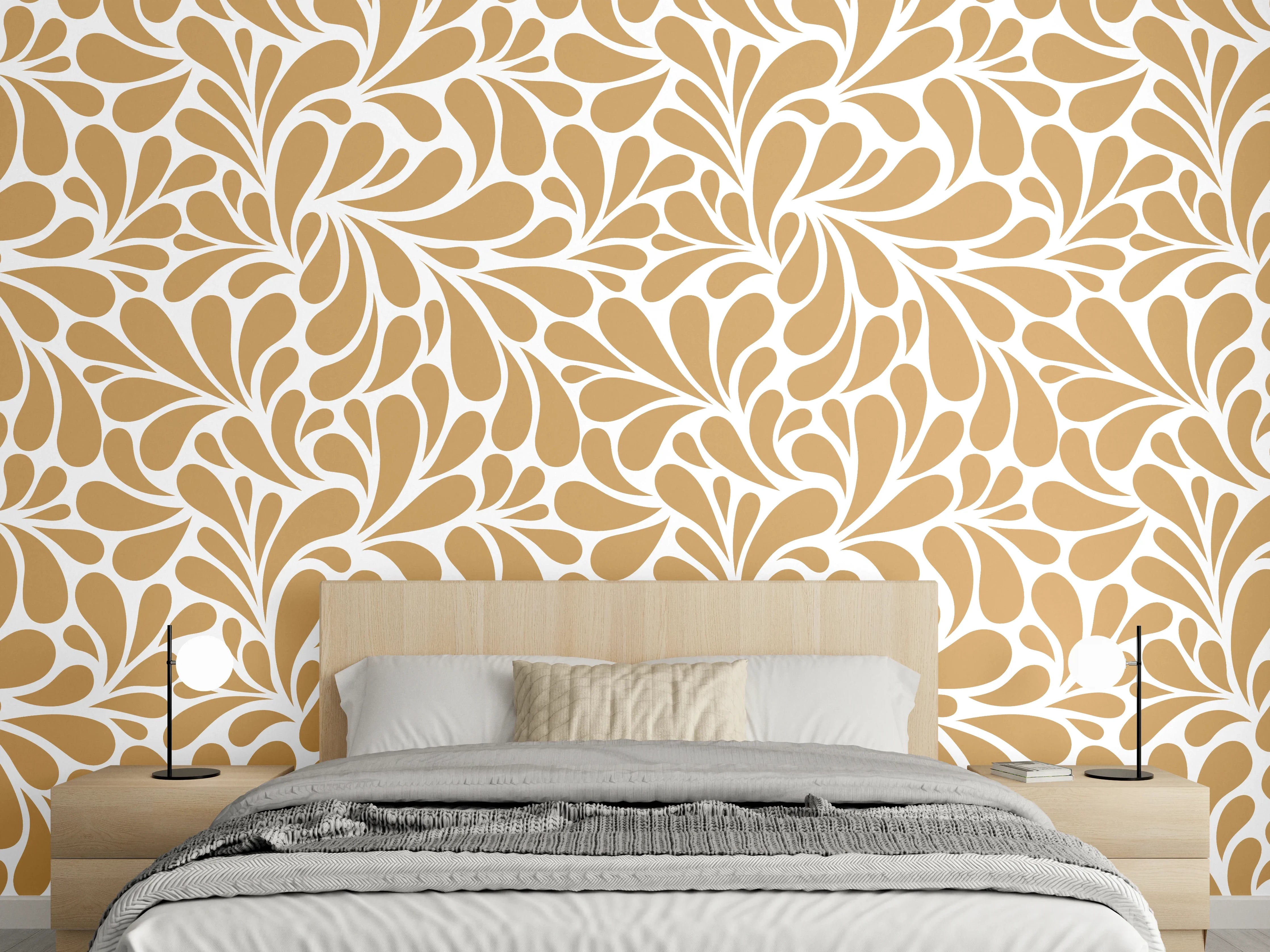Wandverkleidung Schlafzimmer - Ornamentale Braun-Weiß Muster Tapete