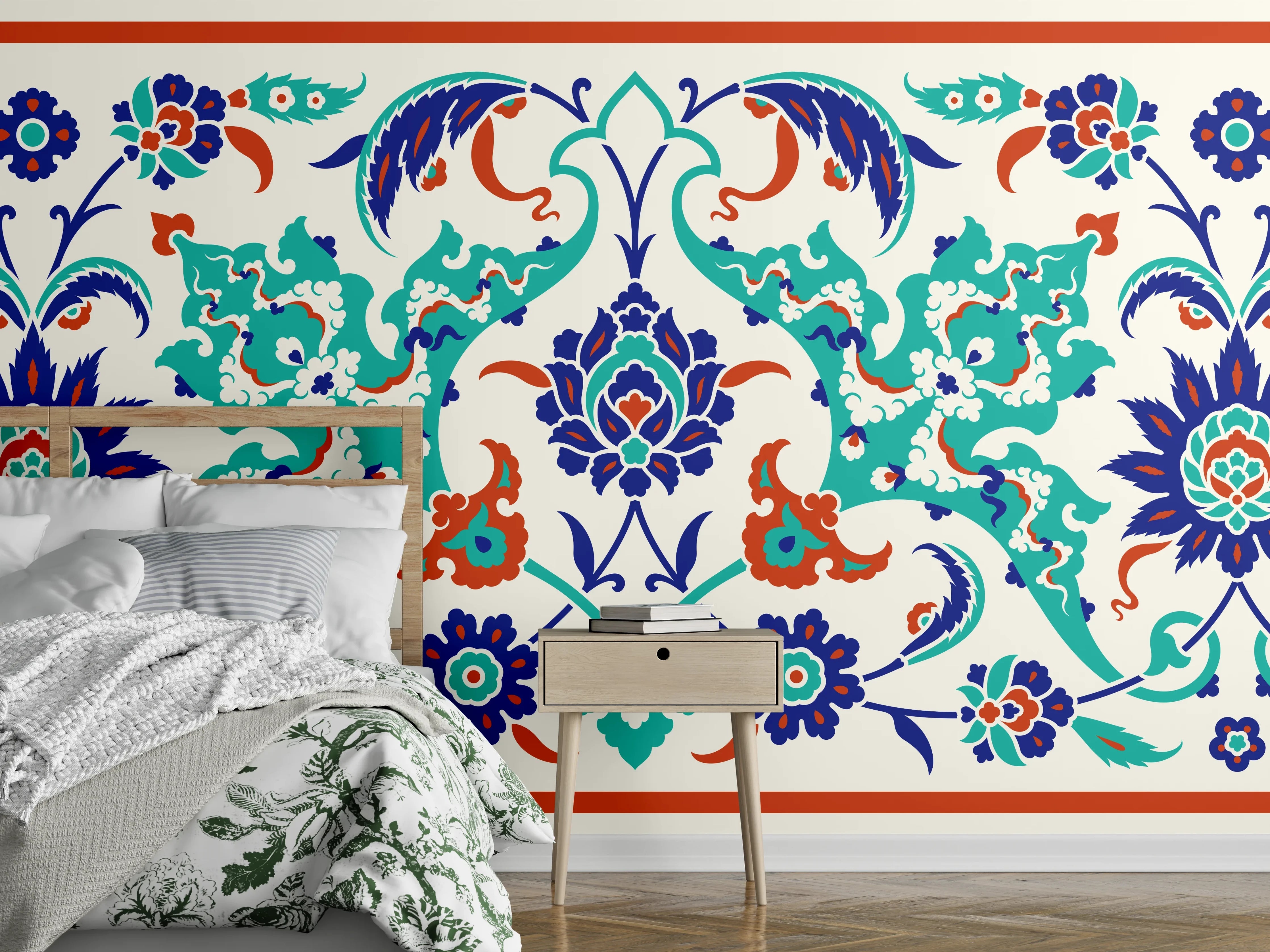 Wandverkleidung Schlafzimmer - Ornamentales Fliesen-Muster