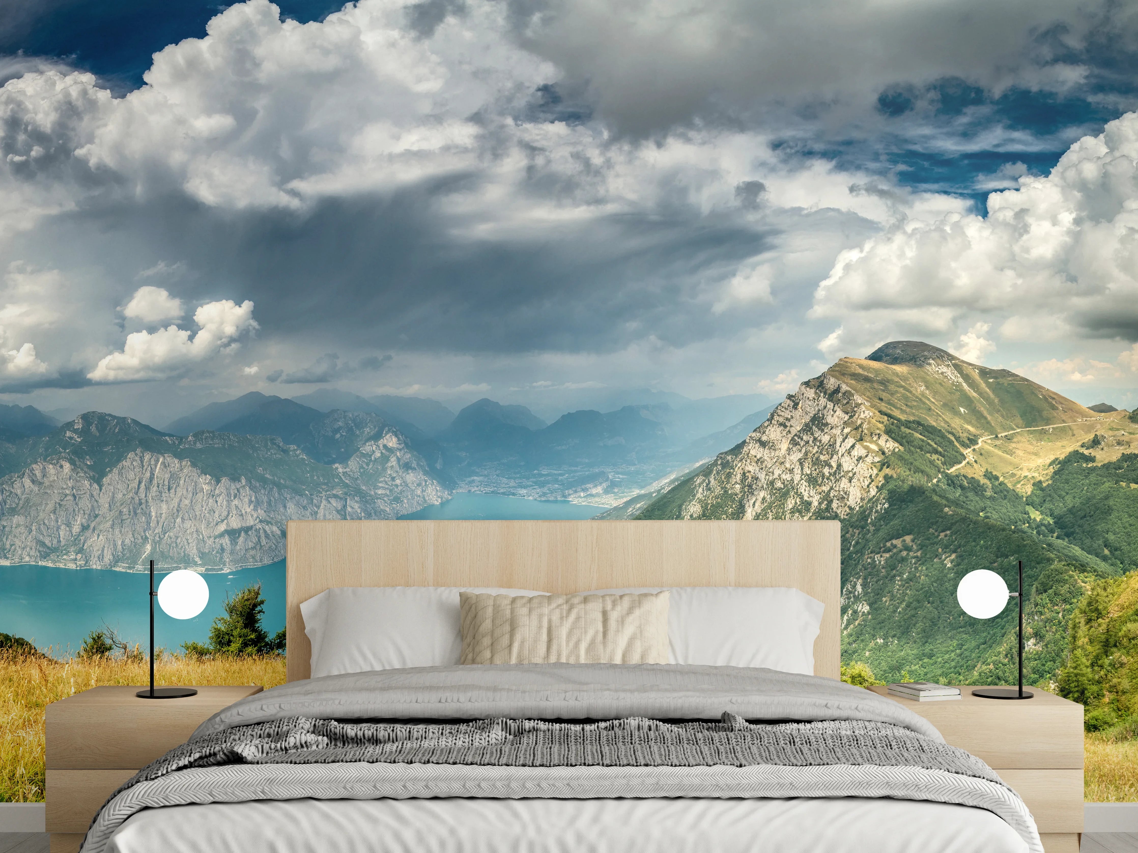 Wandverkleidung Schlafzimmer - Panorama Alpen Blick See Berge