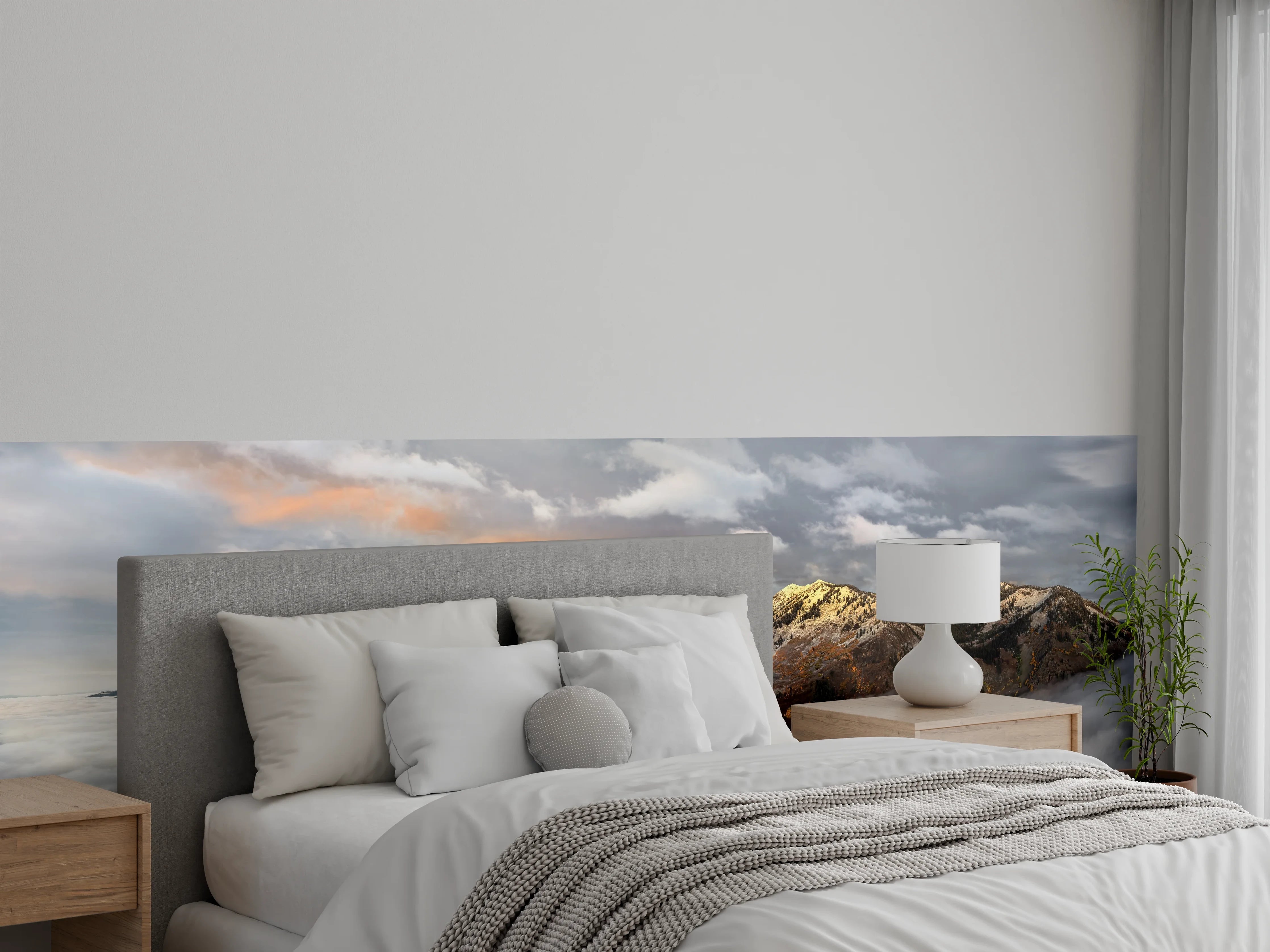 Wandverkleidung Schlafzimmer - Panorama Berge im Wolkenmeer Sonnenaufgang