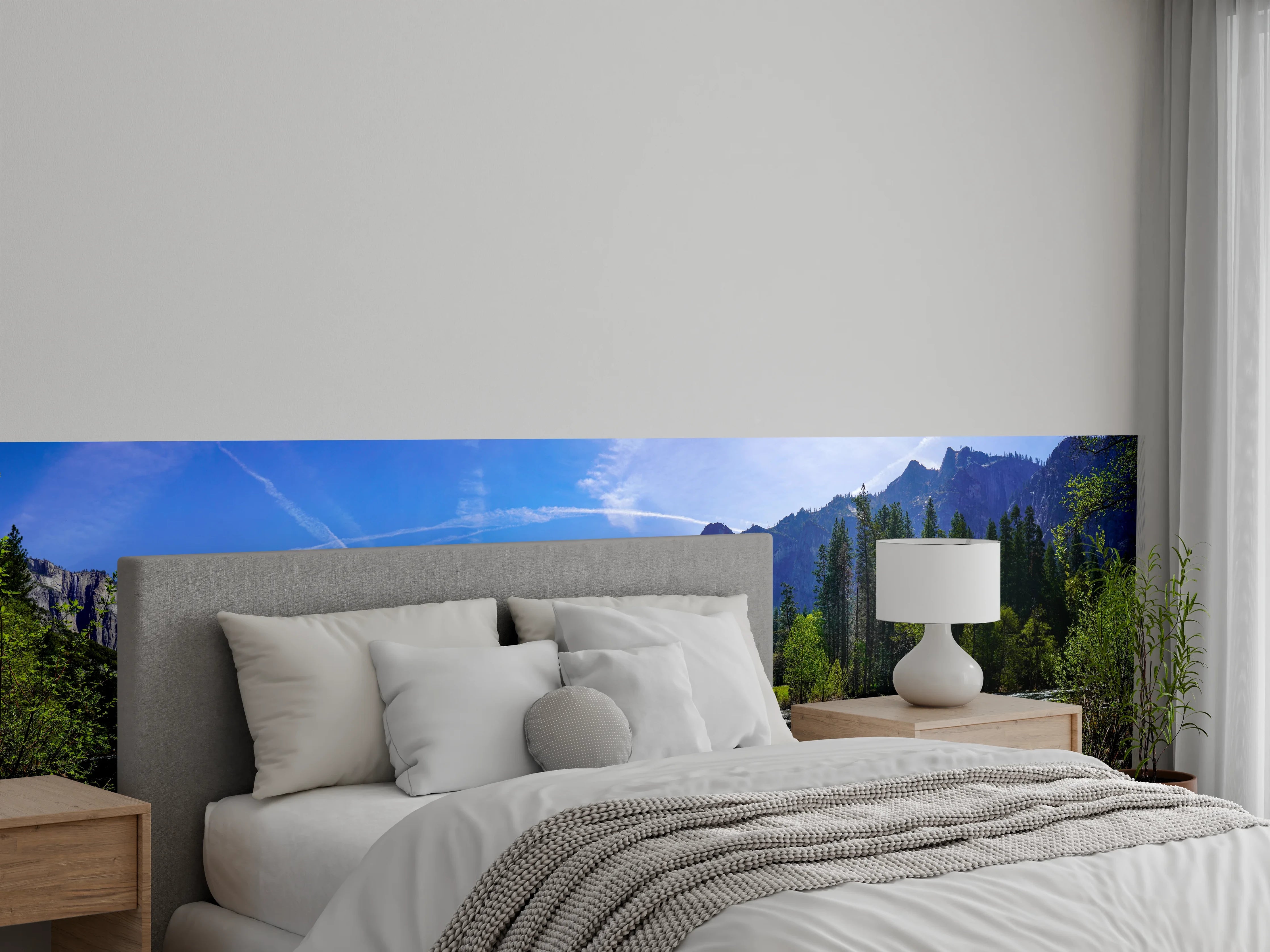 Wandverkleidung Schlafzimmer - Panorama Bergfluss Naturidylle