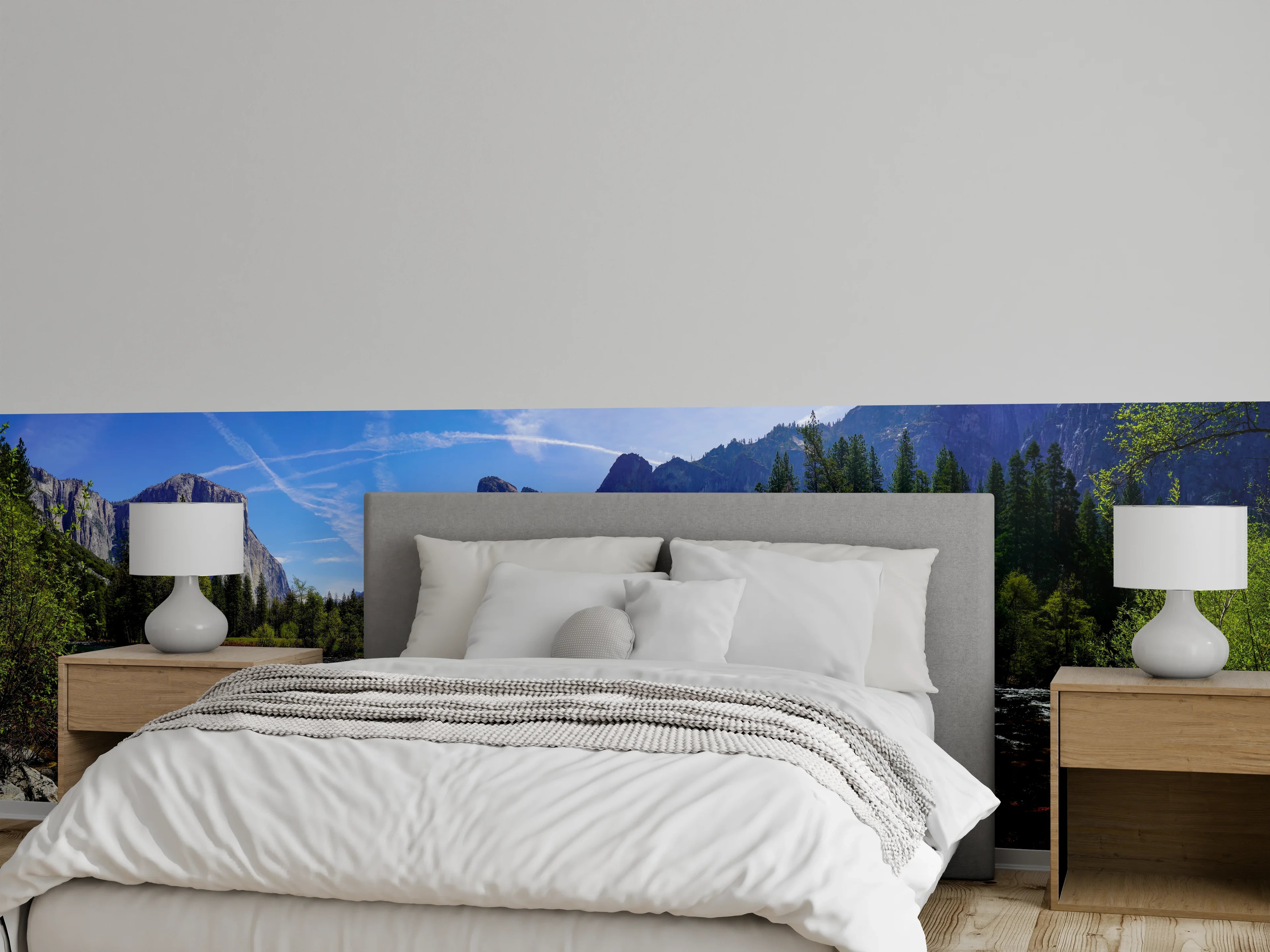 Wandverkleidung Schlafzimmer - Panorama Bergfluss Naturidylle