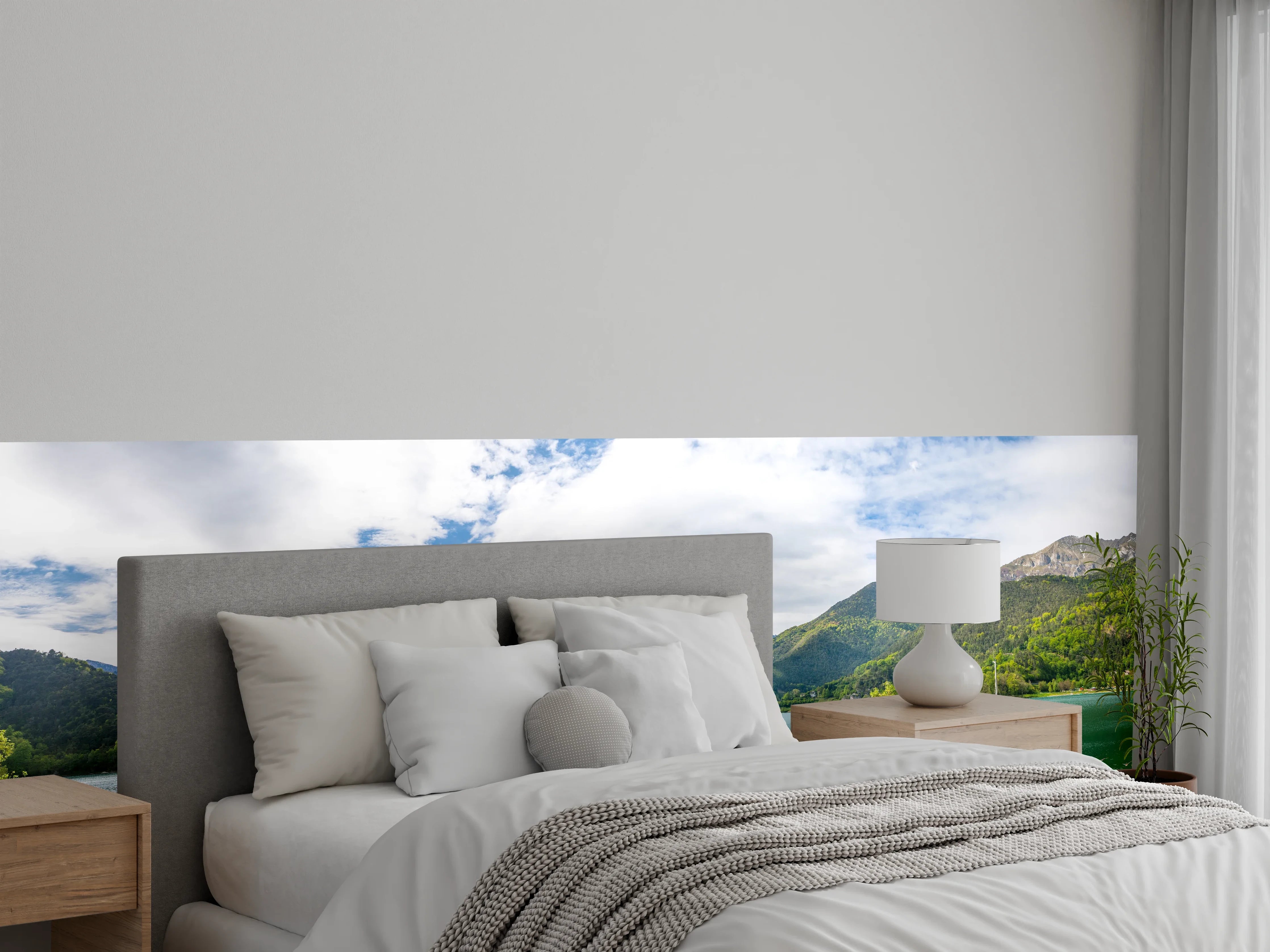 Wandverkleidung Schlafzimmer - Panorama Bergsee & Alpen Landschaft