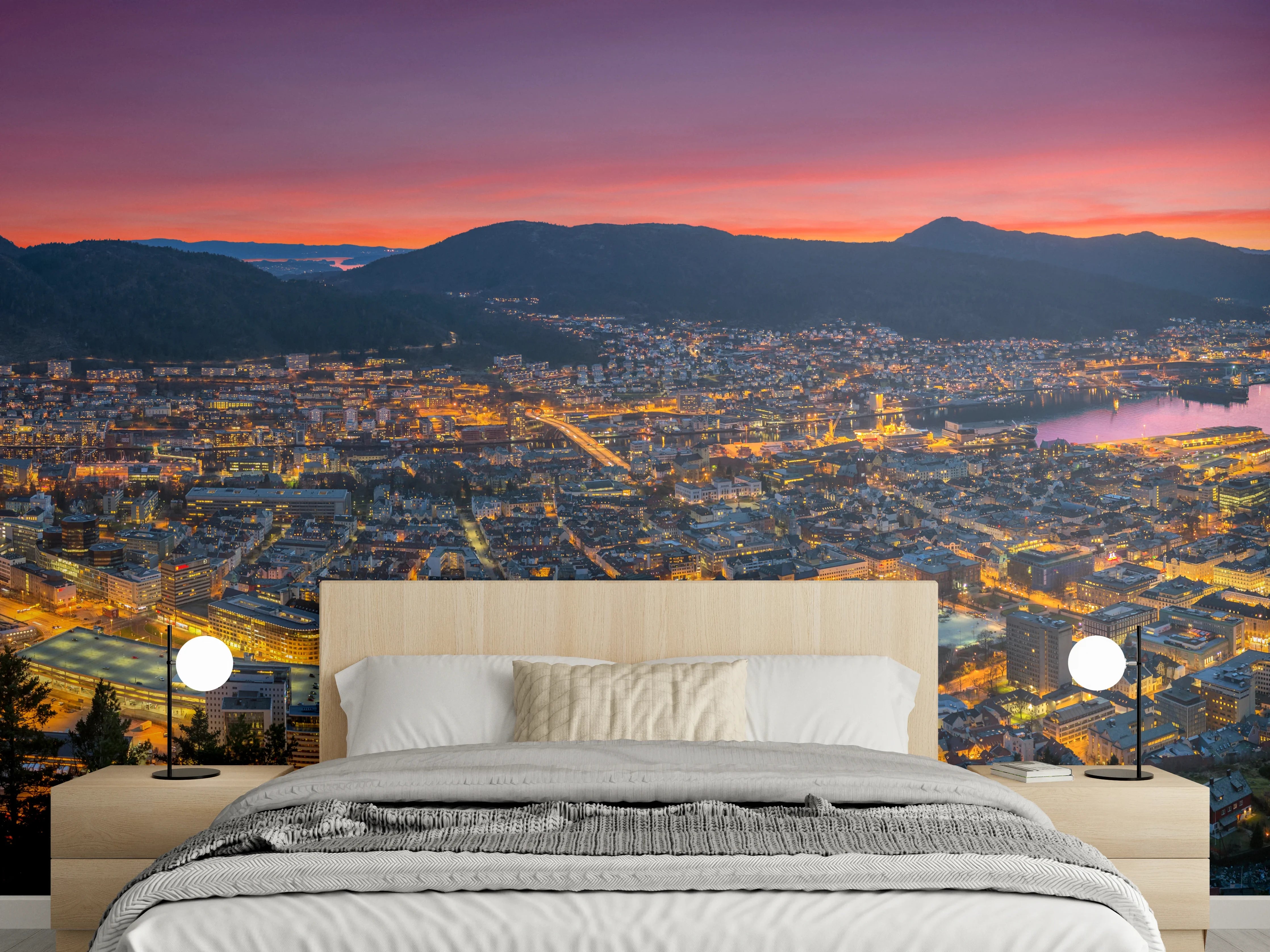 Wandverkleidung Schlafzimmer - Panorama Floyen - Norwegen