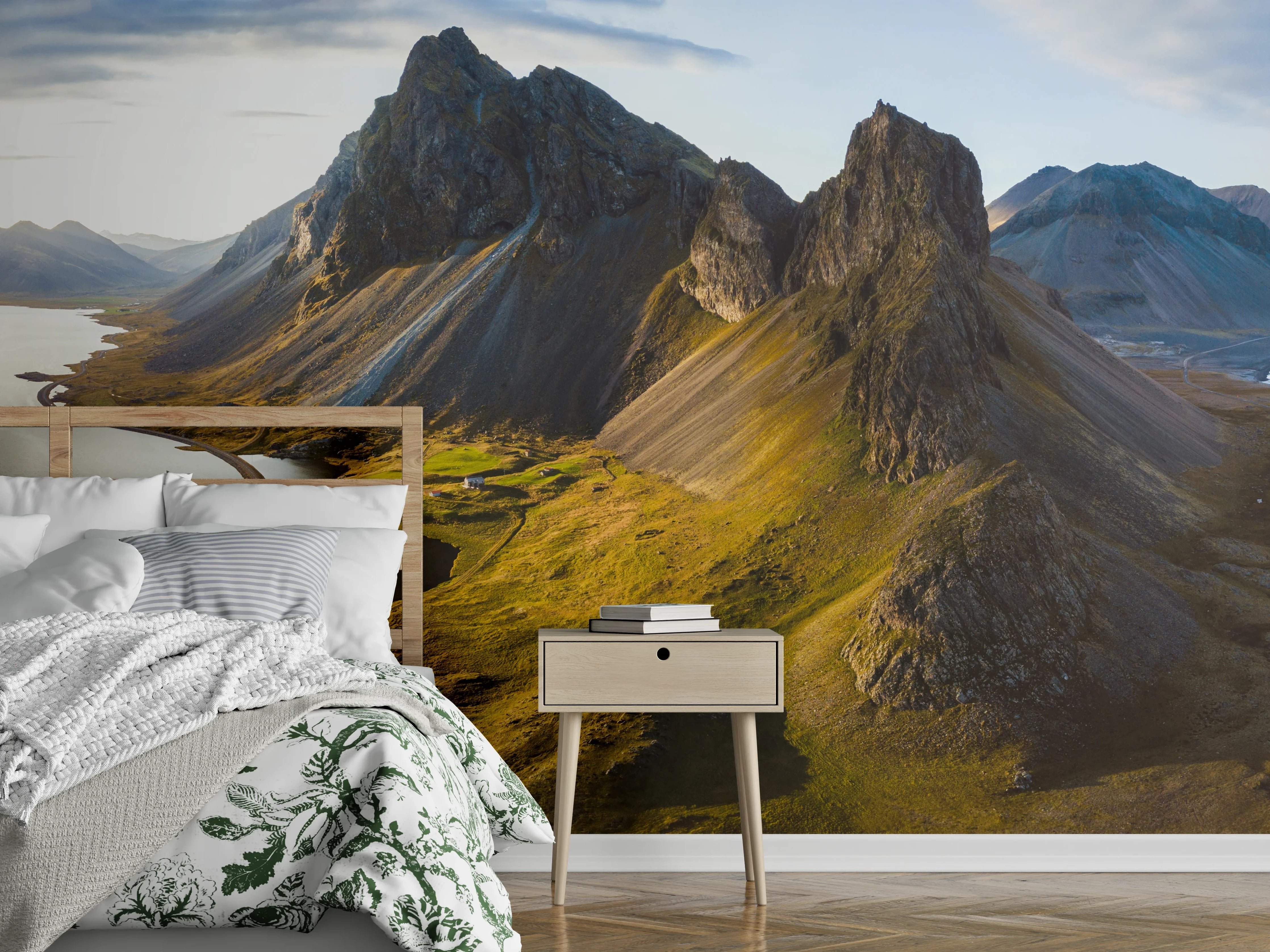 Wandverkleidung Schlafzimmer - Panorama Island Berglandschaft