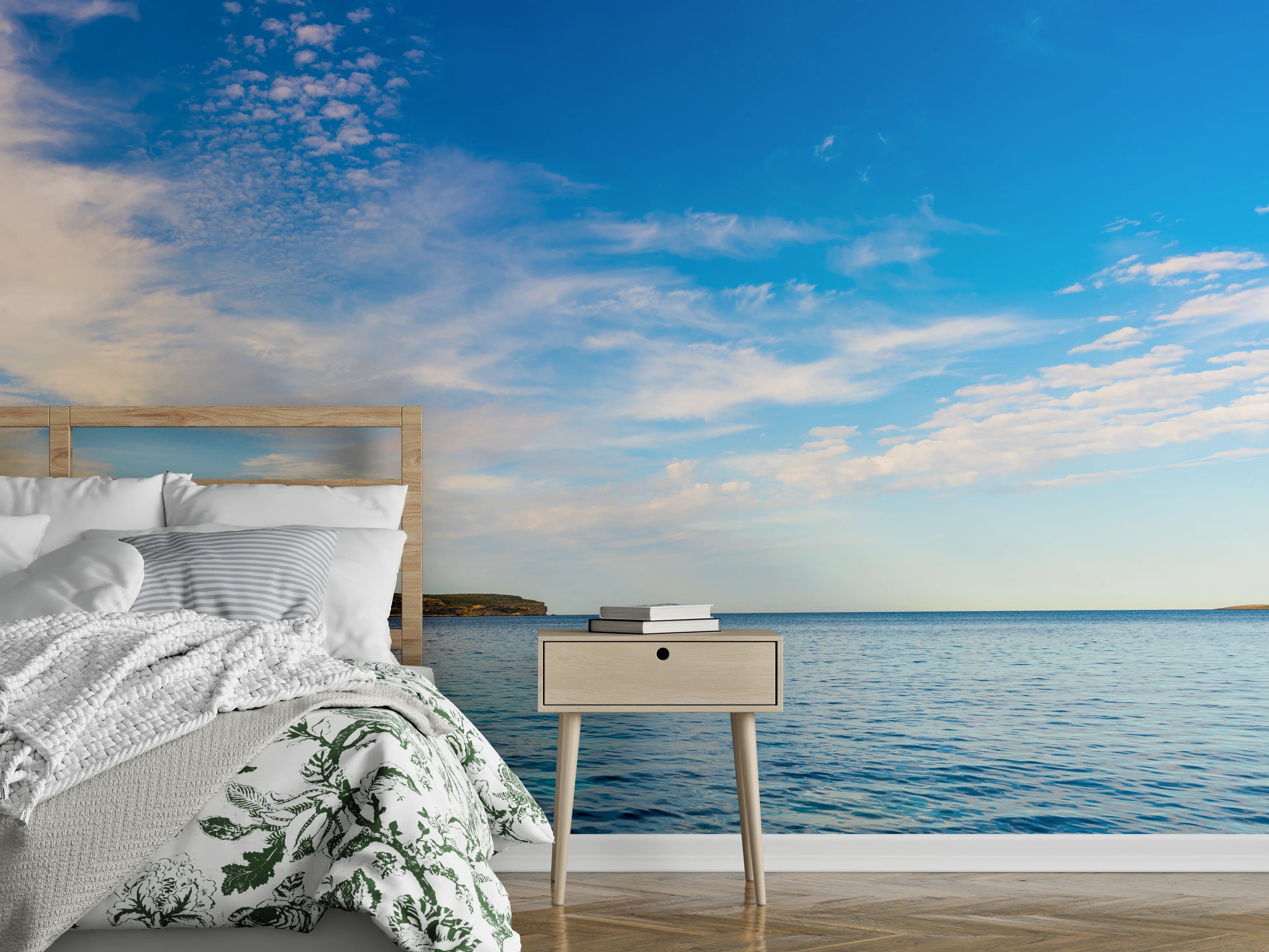 Wandverkleidung Schlafzimmer - Panorama Meer und blauer Himmel