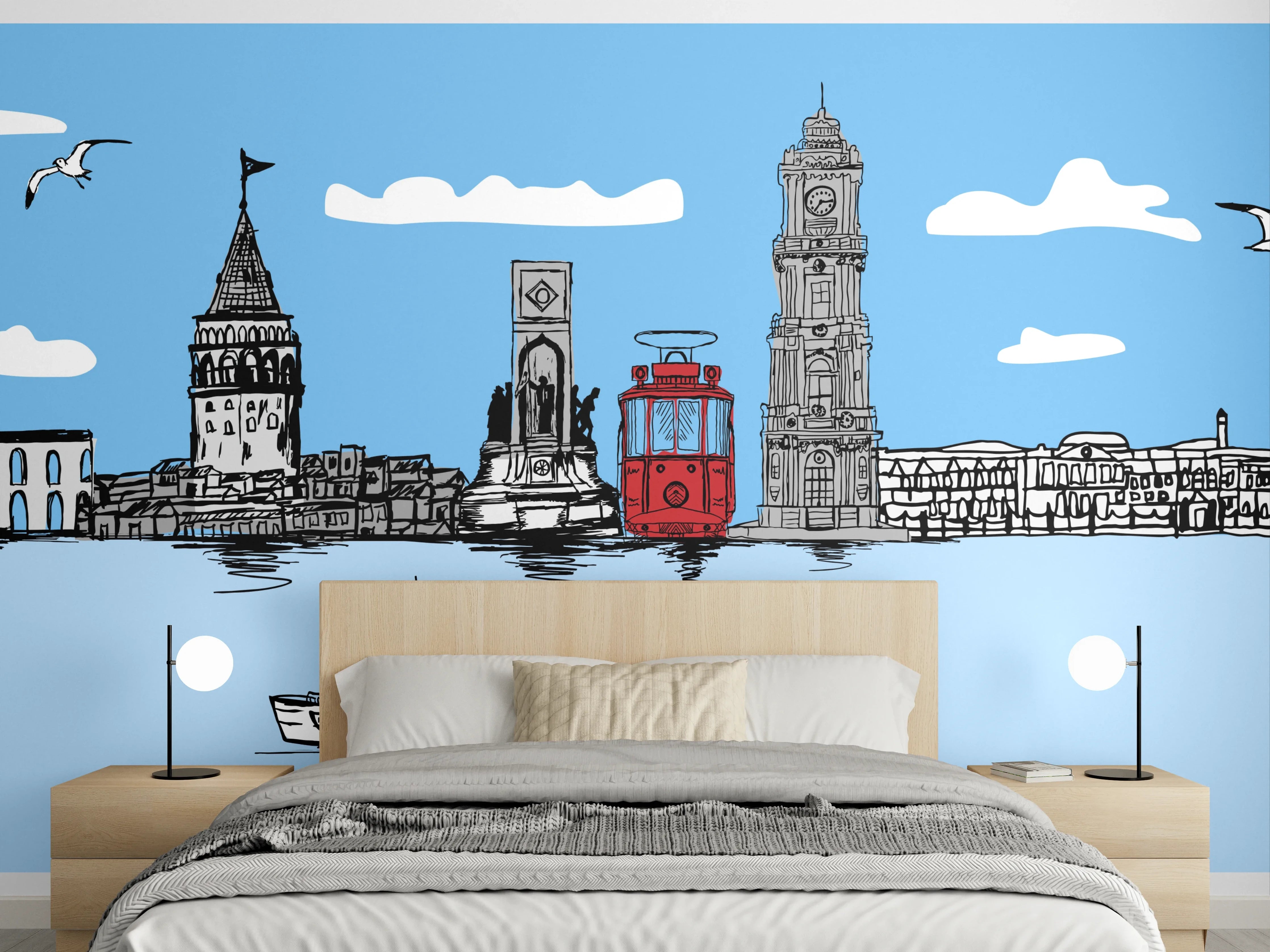 Wandverkleidung Schlafzimmer - Panorama Skylines Graphic Print